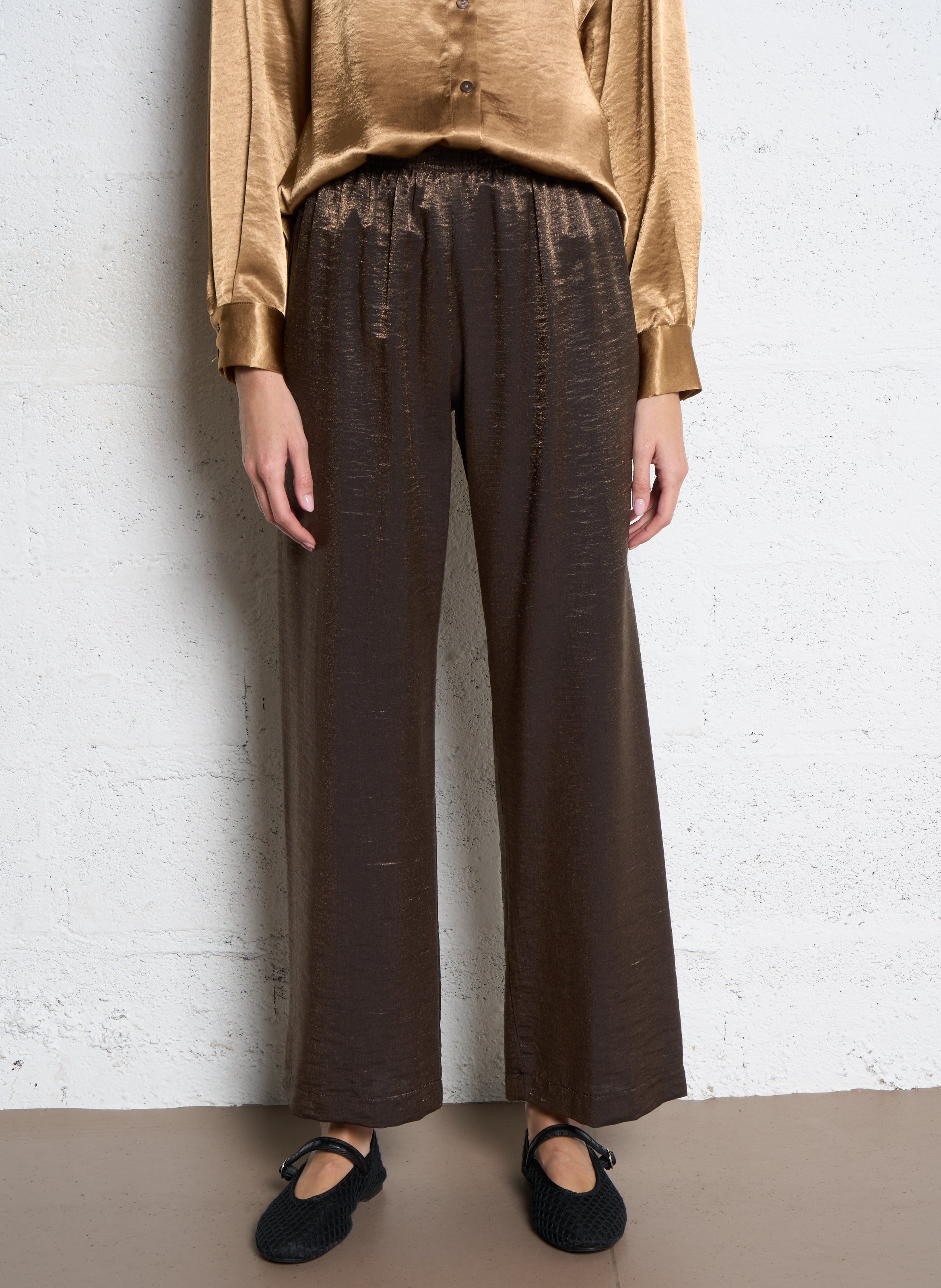 Wide metallic elastic trousers IMPERIAL