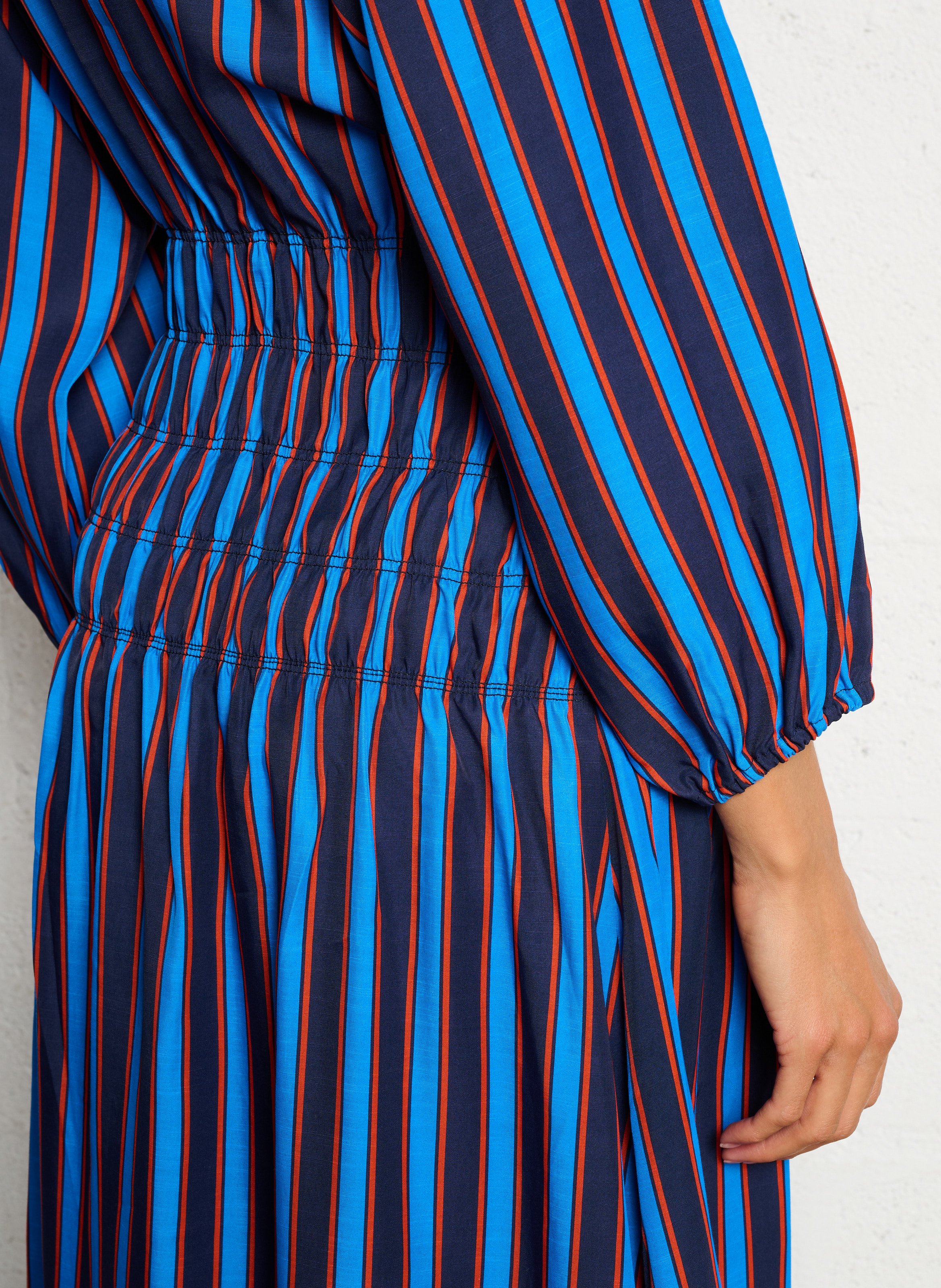 Robe midi fluide à rayures THE TINY BIG SISTER Bleu