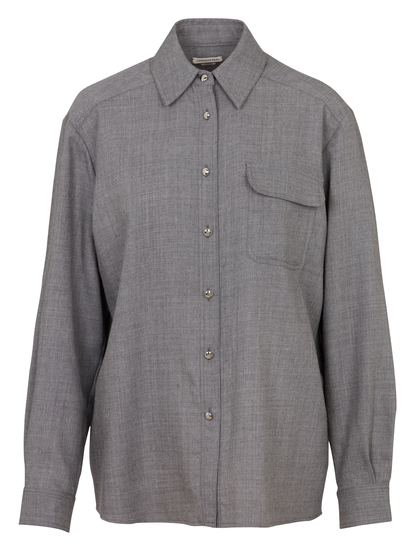 Gerade Knopfleiste Wollhemd LAURENCE BRAS Grau