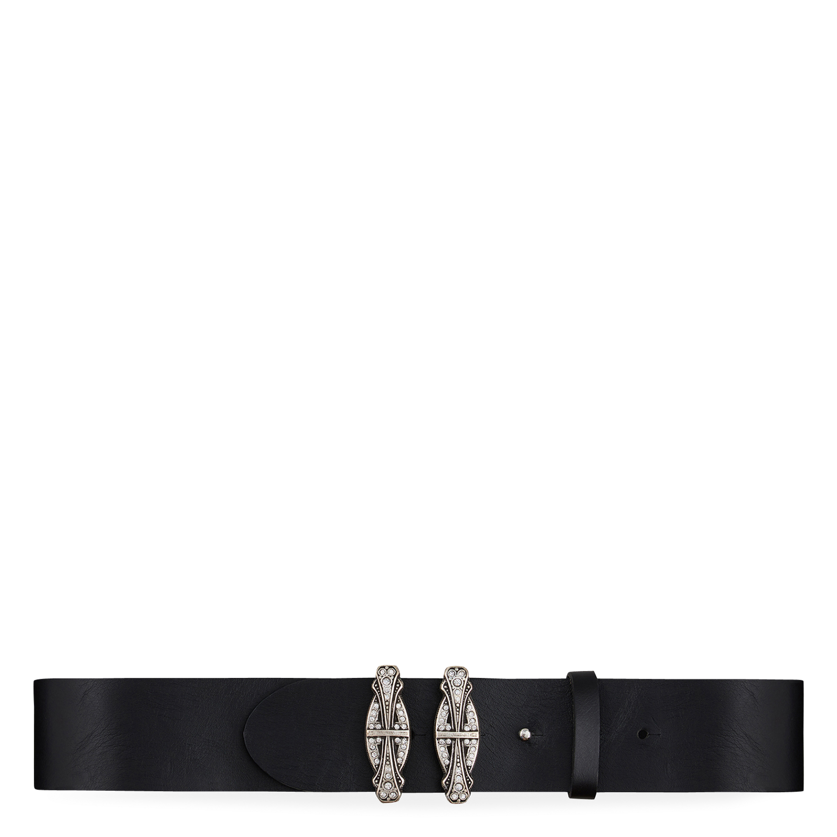 Riem met dubbele lus van leer BA&SH Zwart