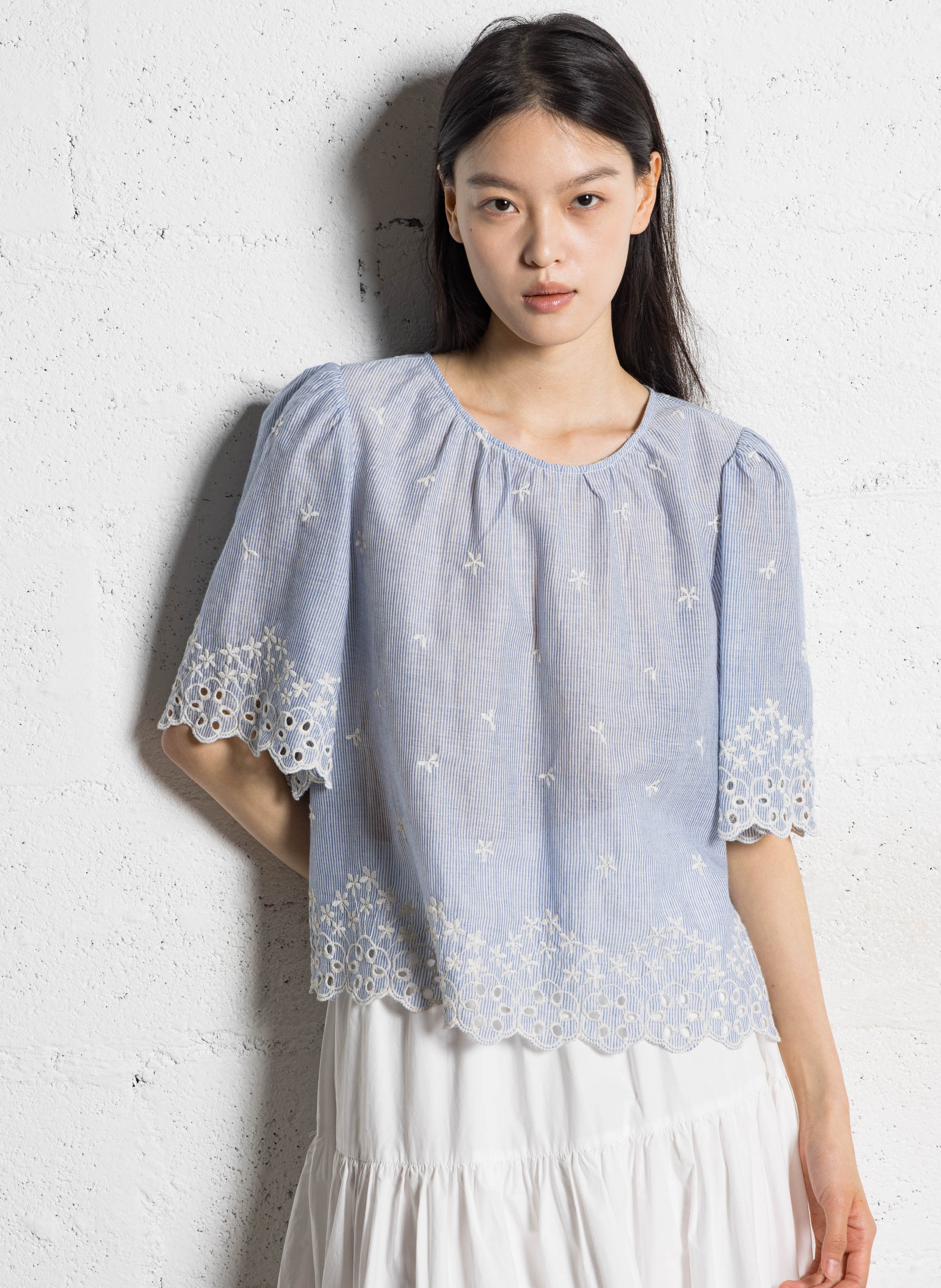 Top met ronde hals van katoen JC SOPHIE Blauw