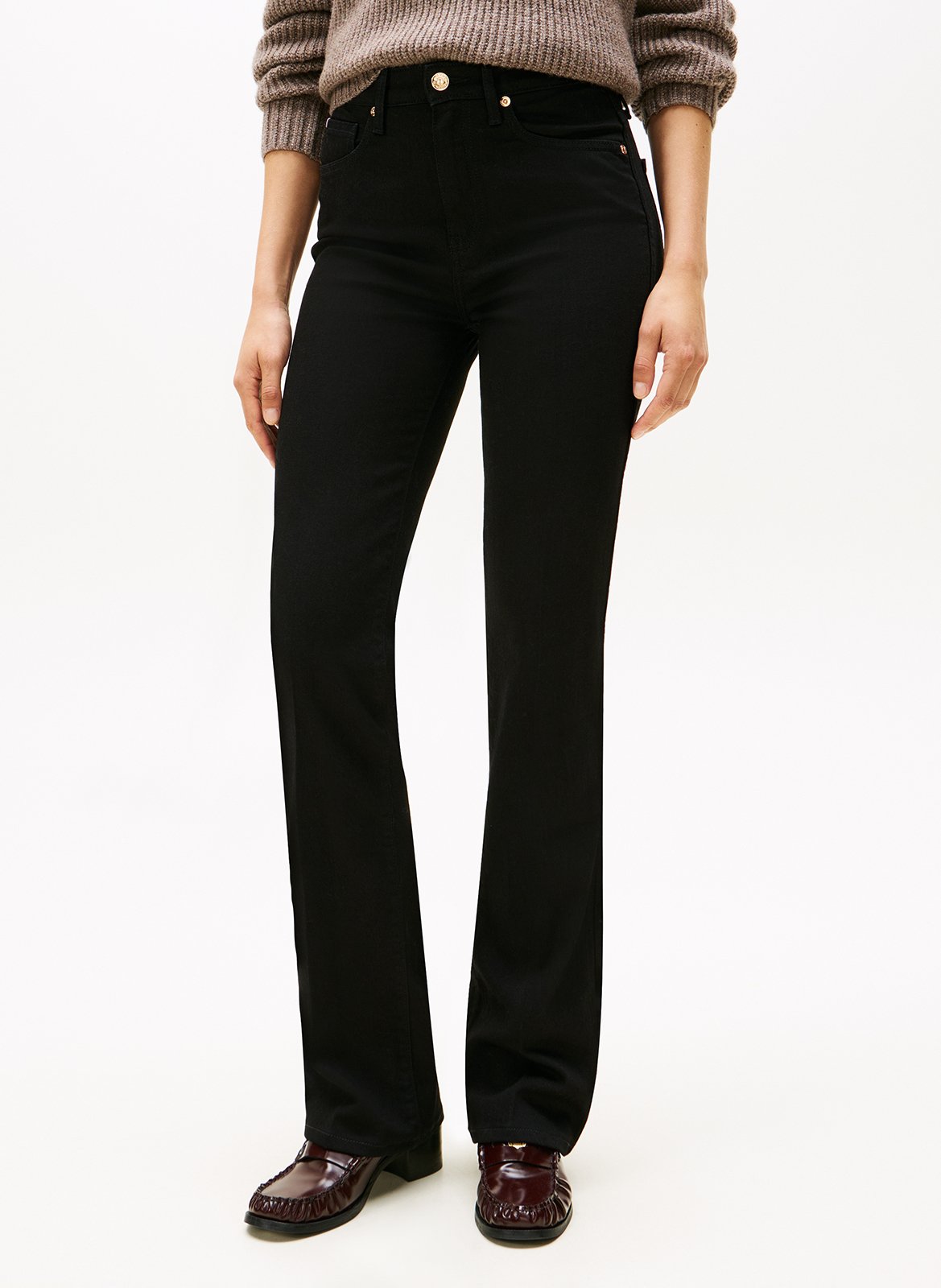 Jean droit taille haute uni TOMMY HILFIGER Noir