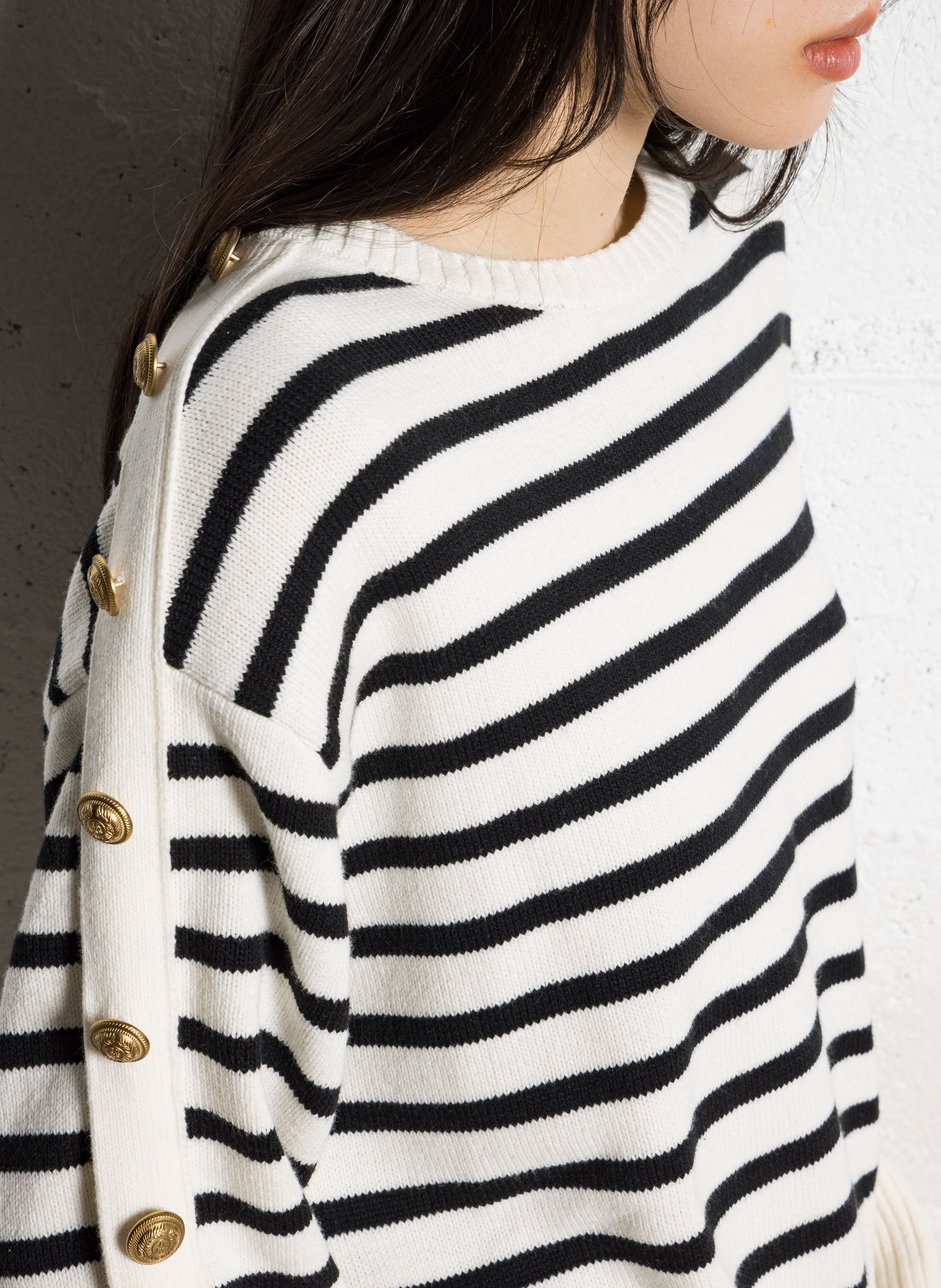 Pull oversize col rond en coton mélangé IKKS Noir