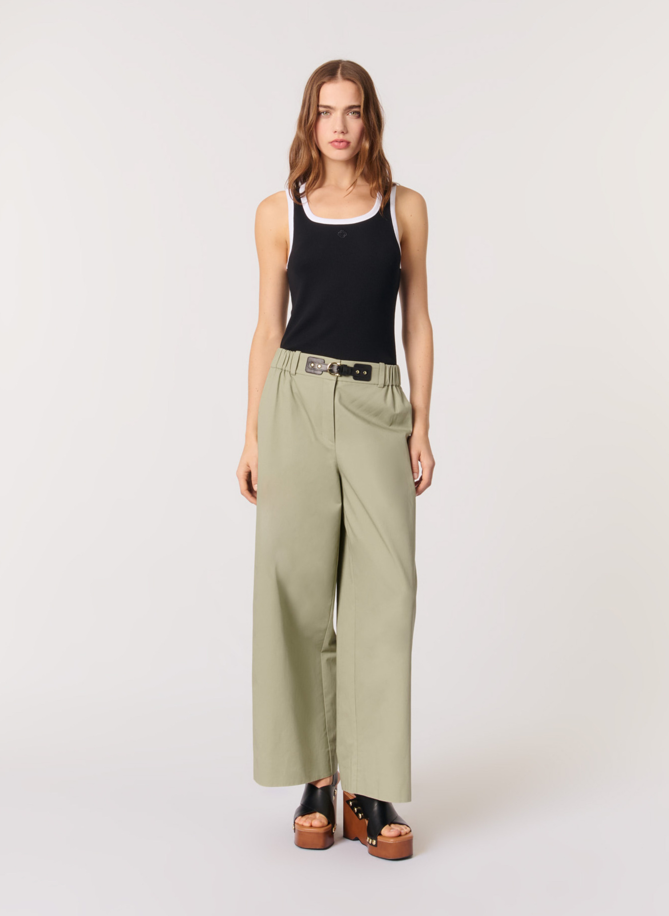 Wide cotton trousers  MAJE Khaki