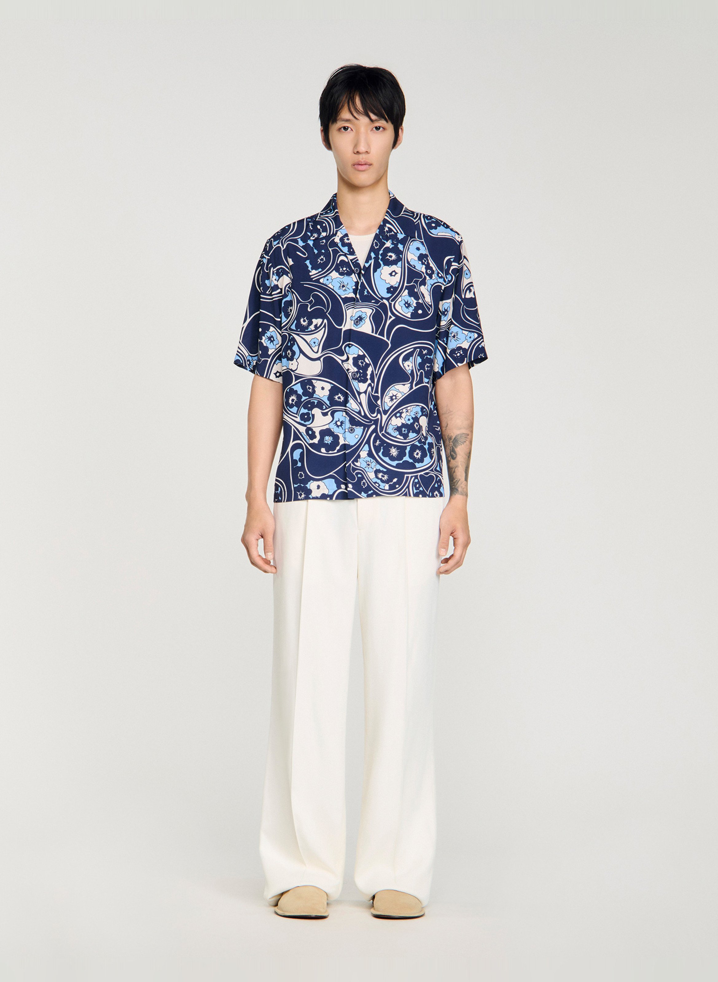 Overhemd met bloemenprint Blauw