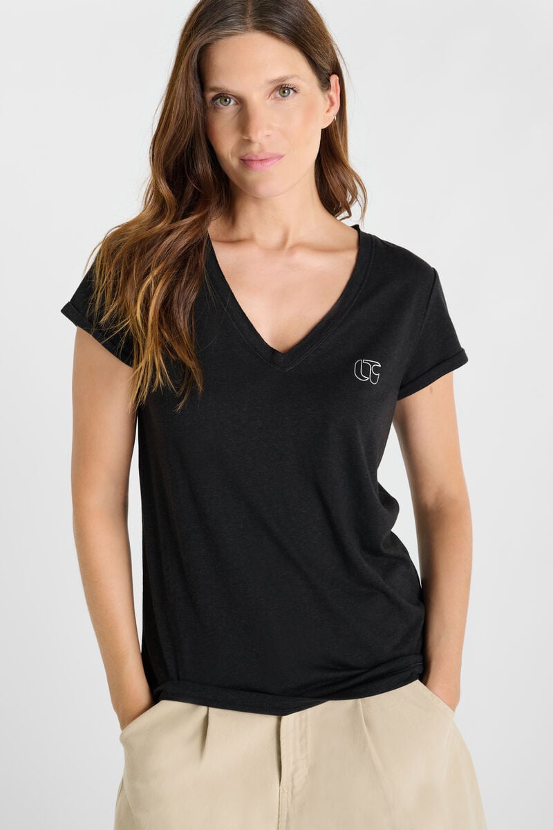 Tommy Badge T-shirt LE TEMPS DES CERISES Black