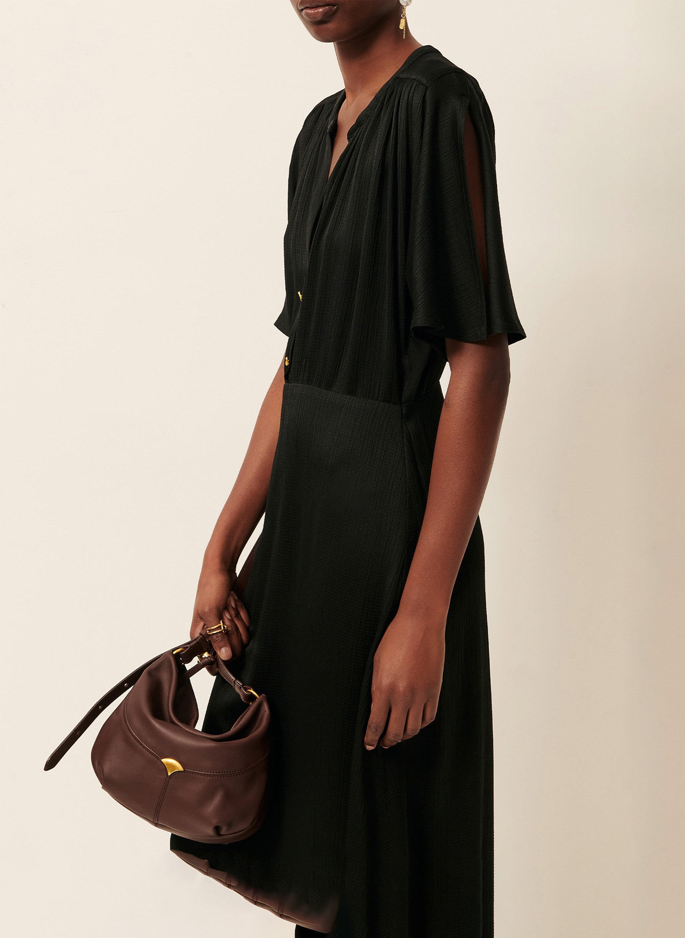 Langes Kleid mit Rundhalsausschnitt SESSUN Schwarz