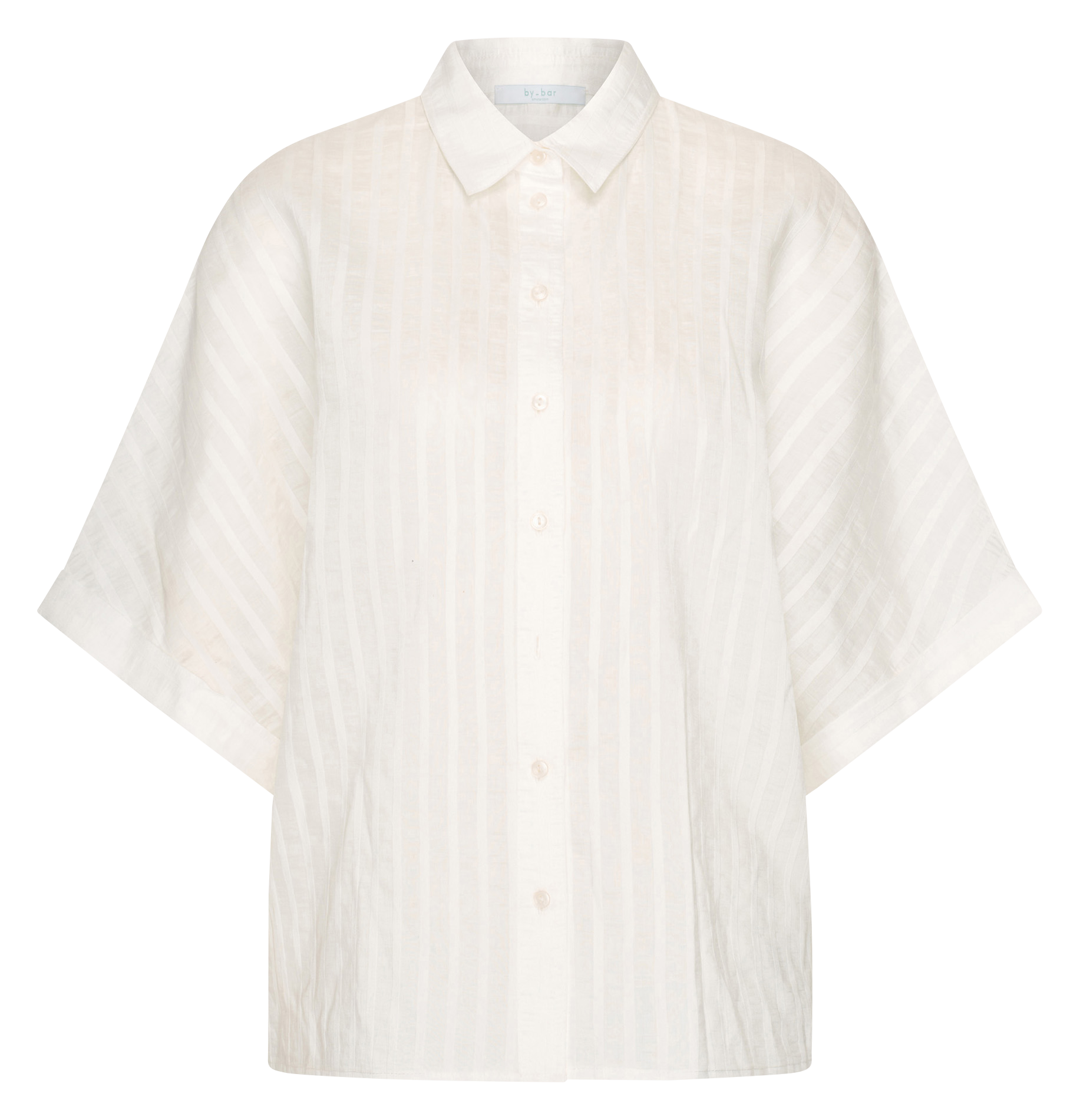 Kort gestreept katoenen overhemd BY BAR Wit