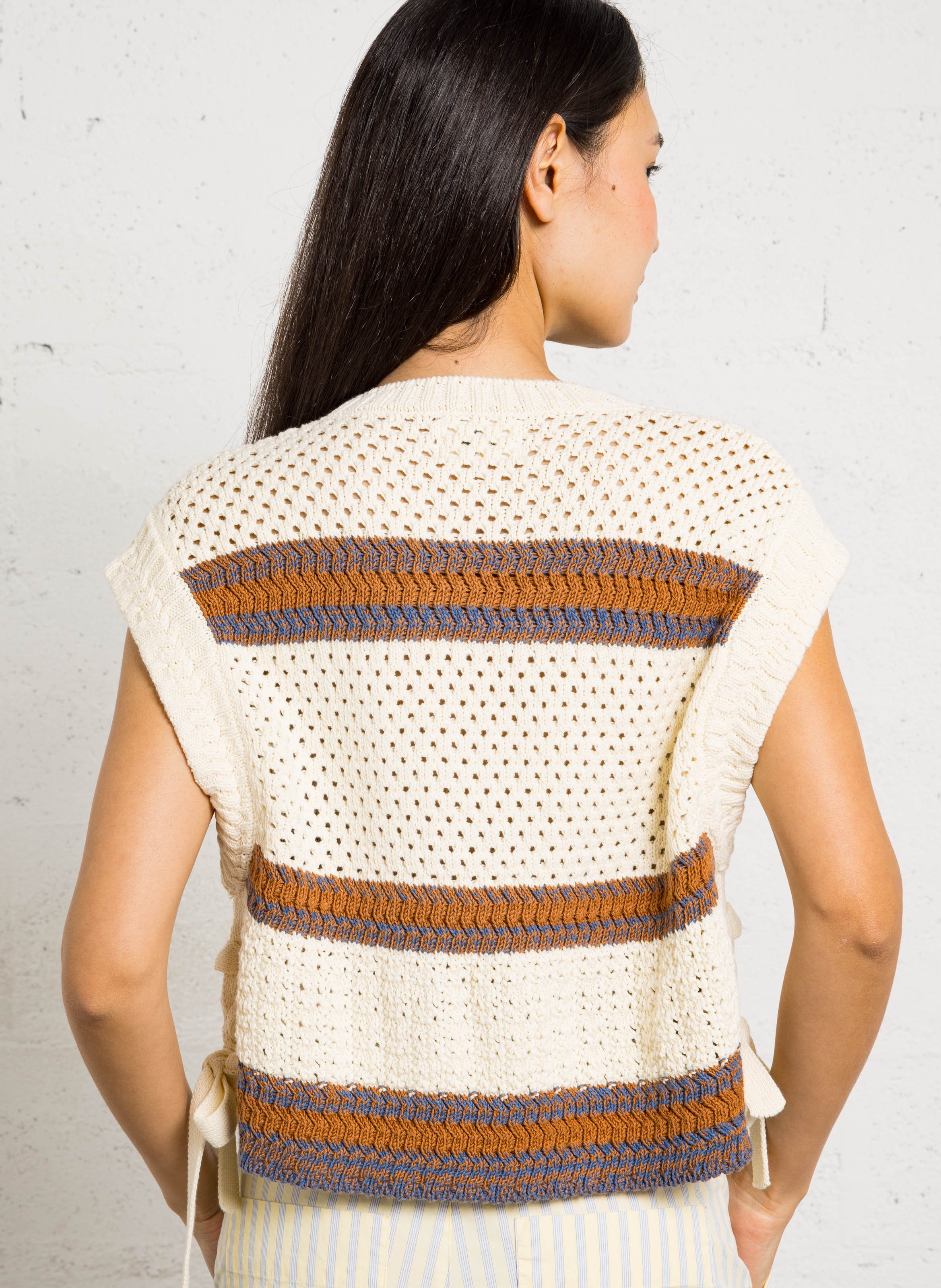 Pull oversize col rond en coton bio DES PETITS HAUTS Marron