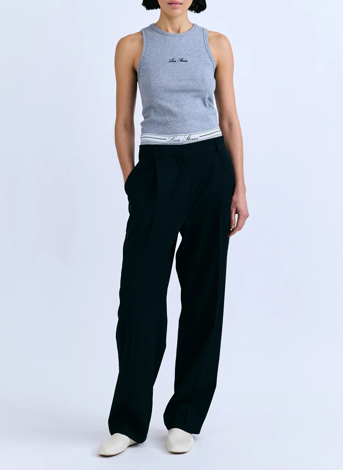 Débardeur uni à broderie logo LOVE STORIES Argent