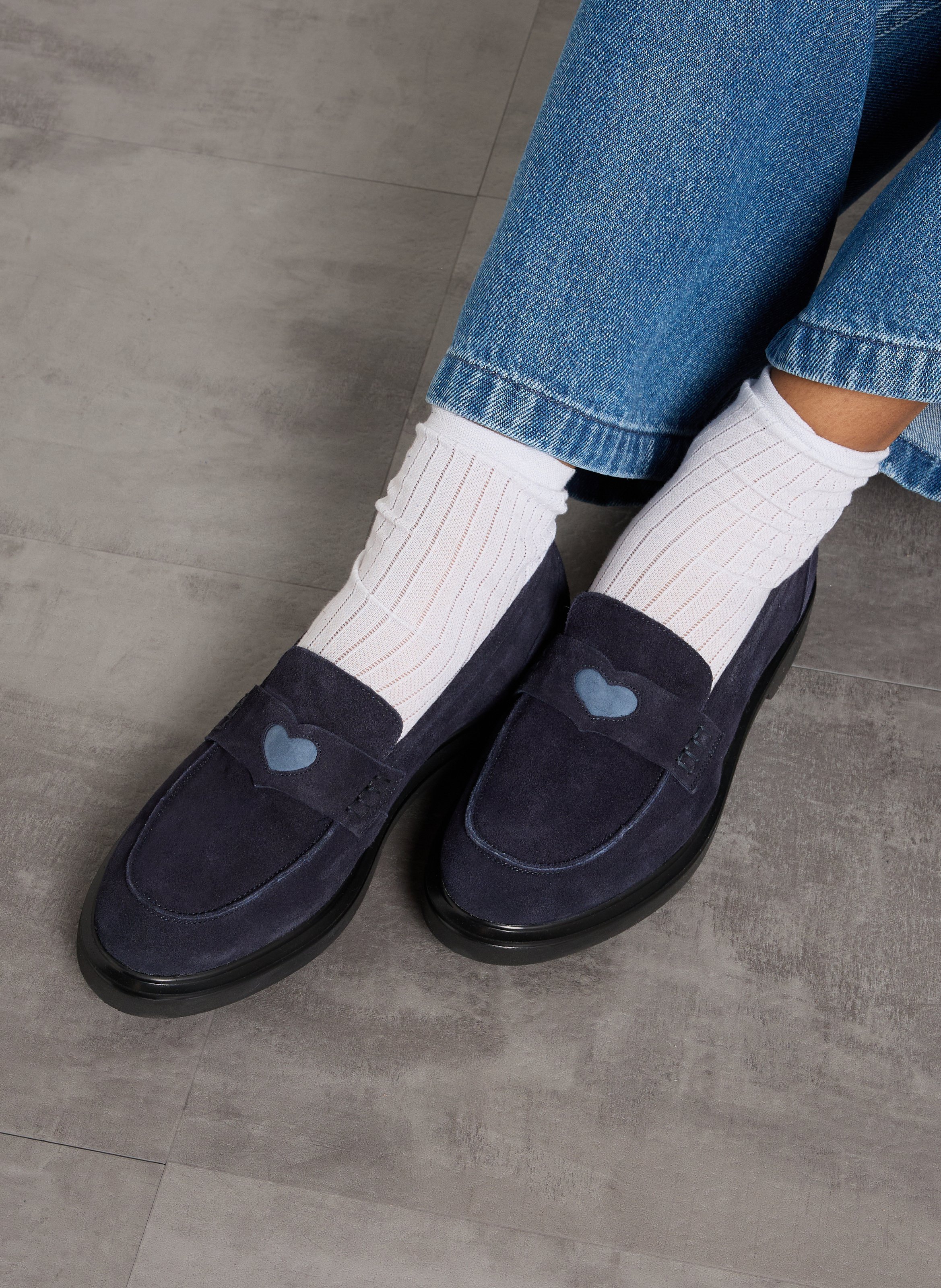 Mocassins en cuir velours REQINS Bleu