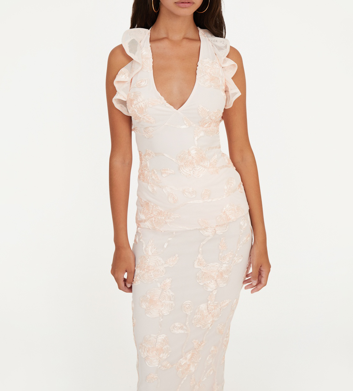 Bestickter Bleistiftrock ROTATE Rosa