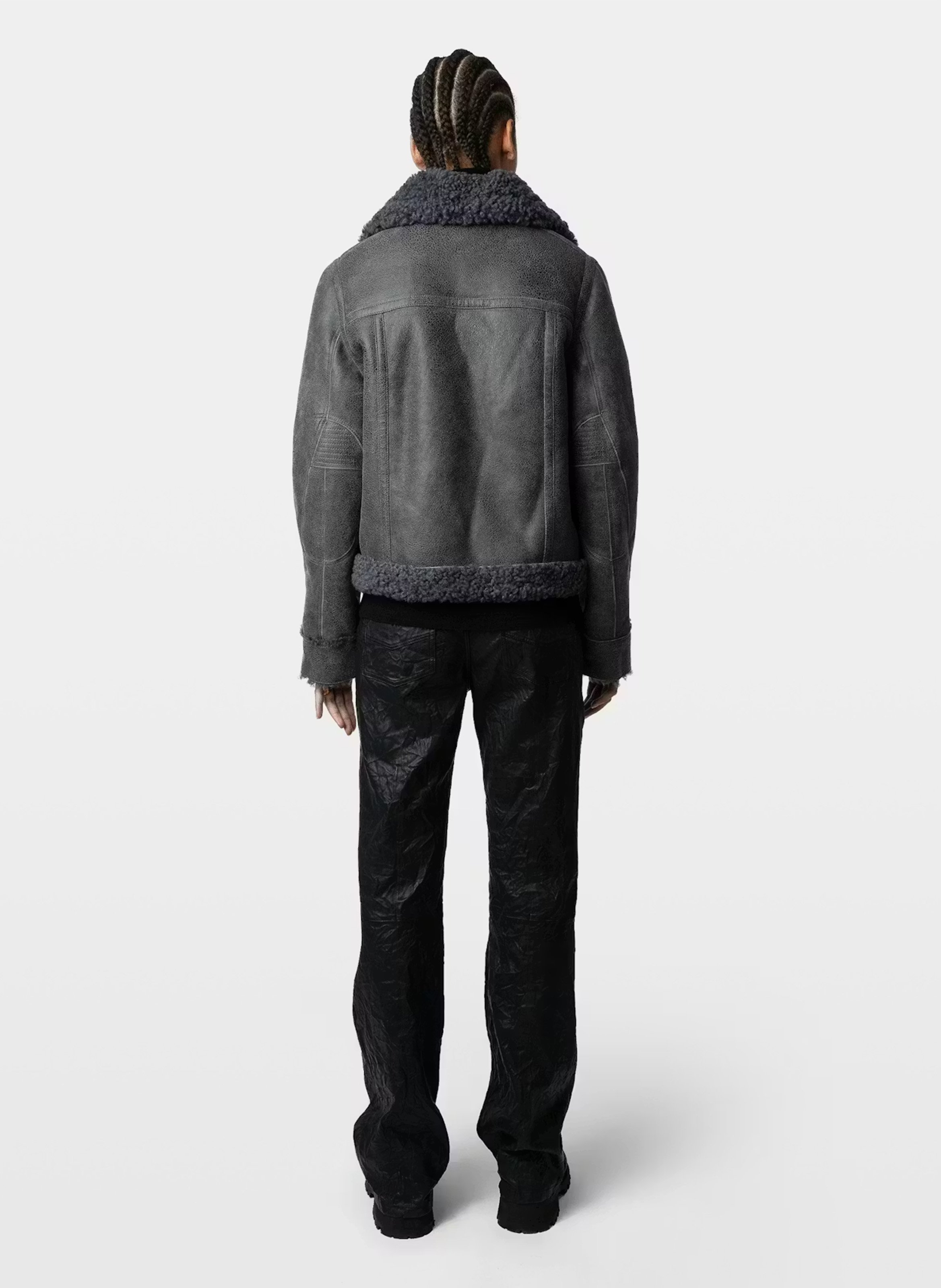 Cazadora de aviador de cuero envejecido ZADIG&VOLTAIRE Gris