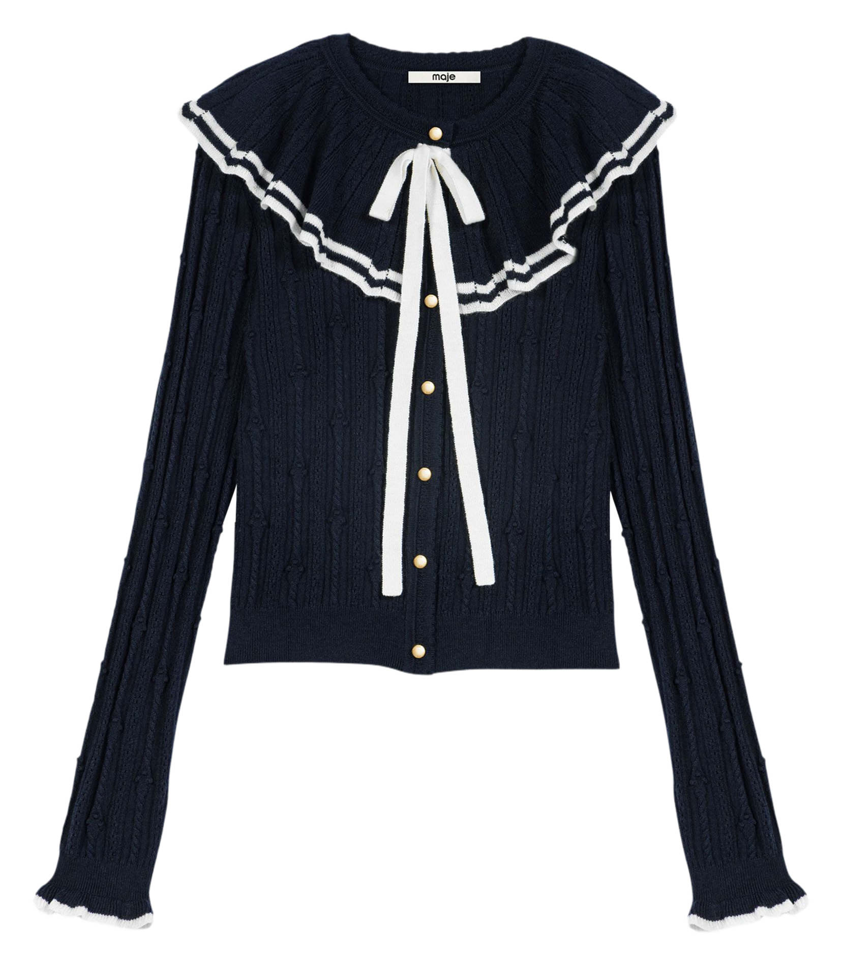 Rechte geribbelde cardigan MAJE Blauw