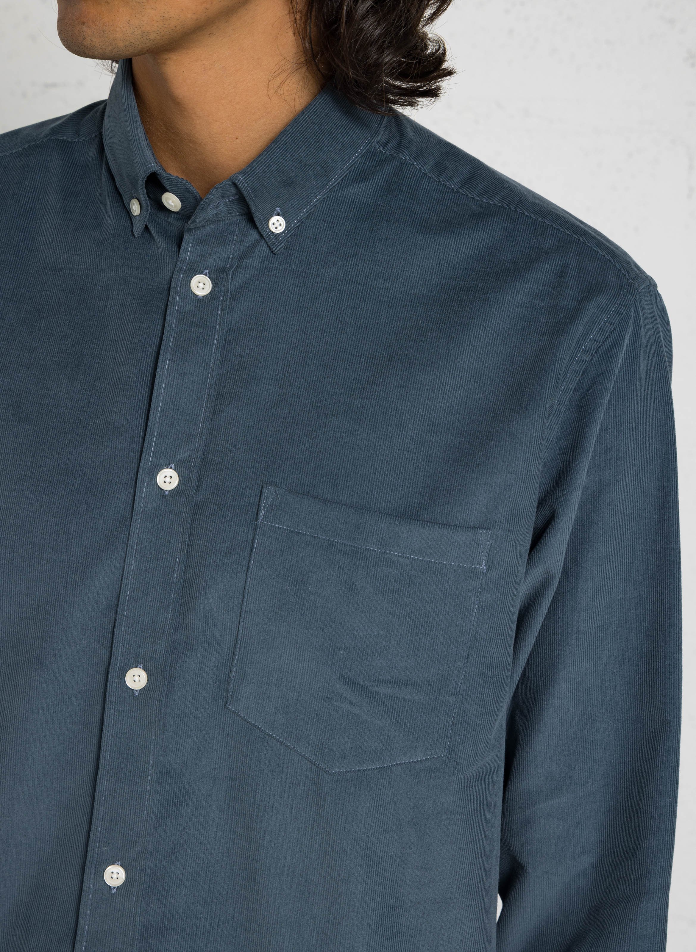Chemise droite en coton côtelé AU PRINTEMPS PARIS Bleu