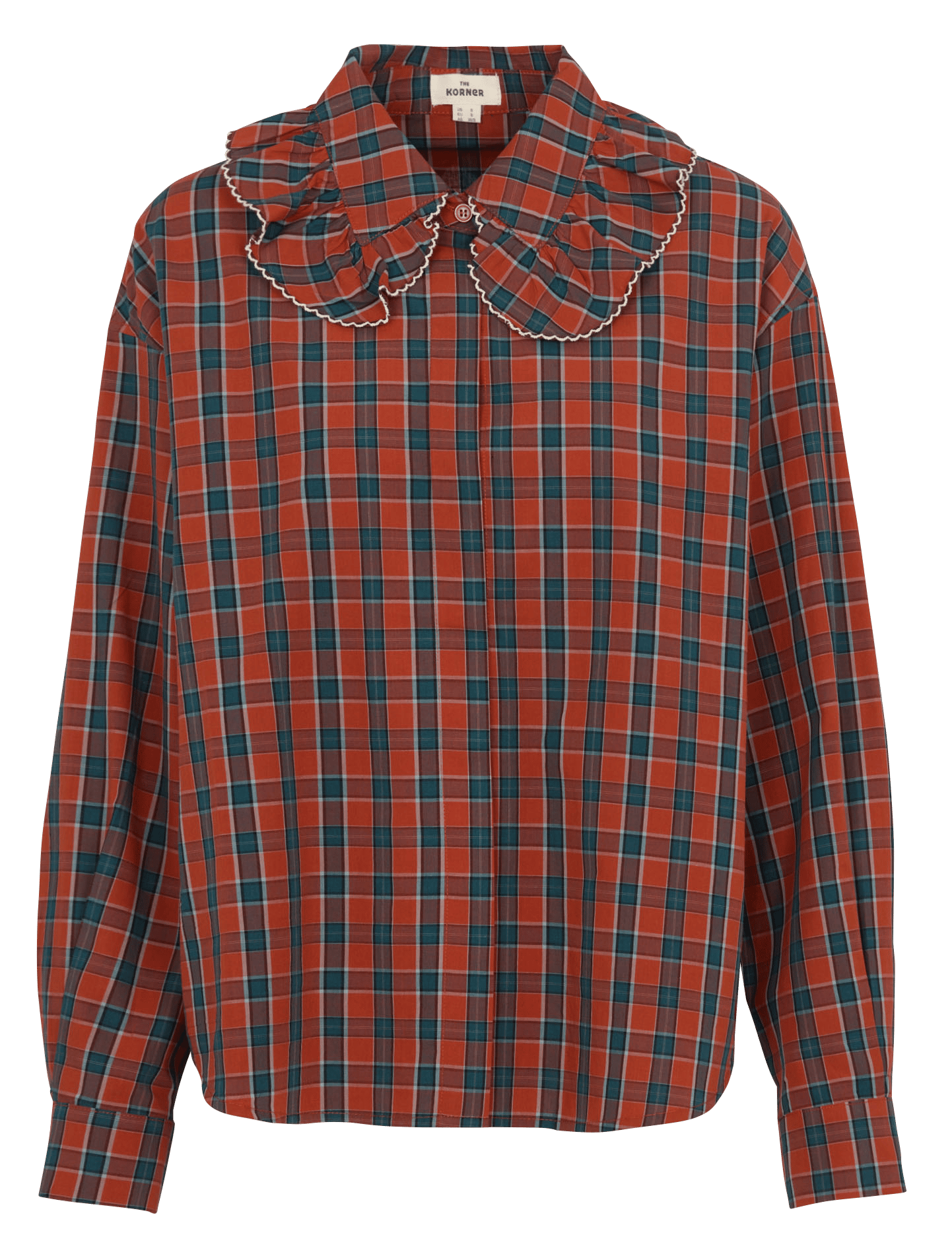 Katoenen blouse met claudinekraag THE KORNER Oranje
