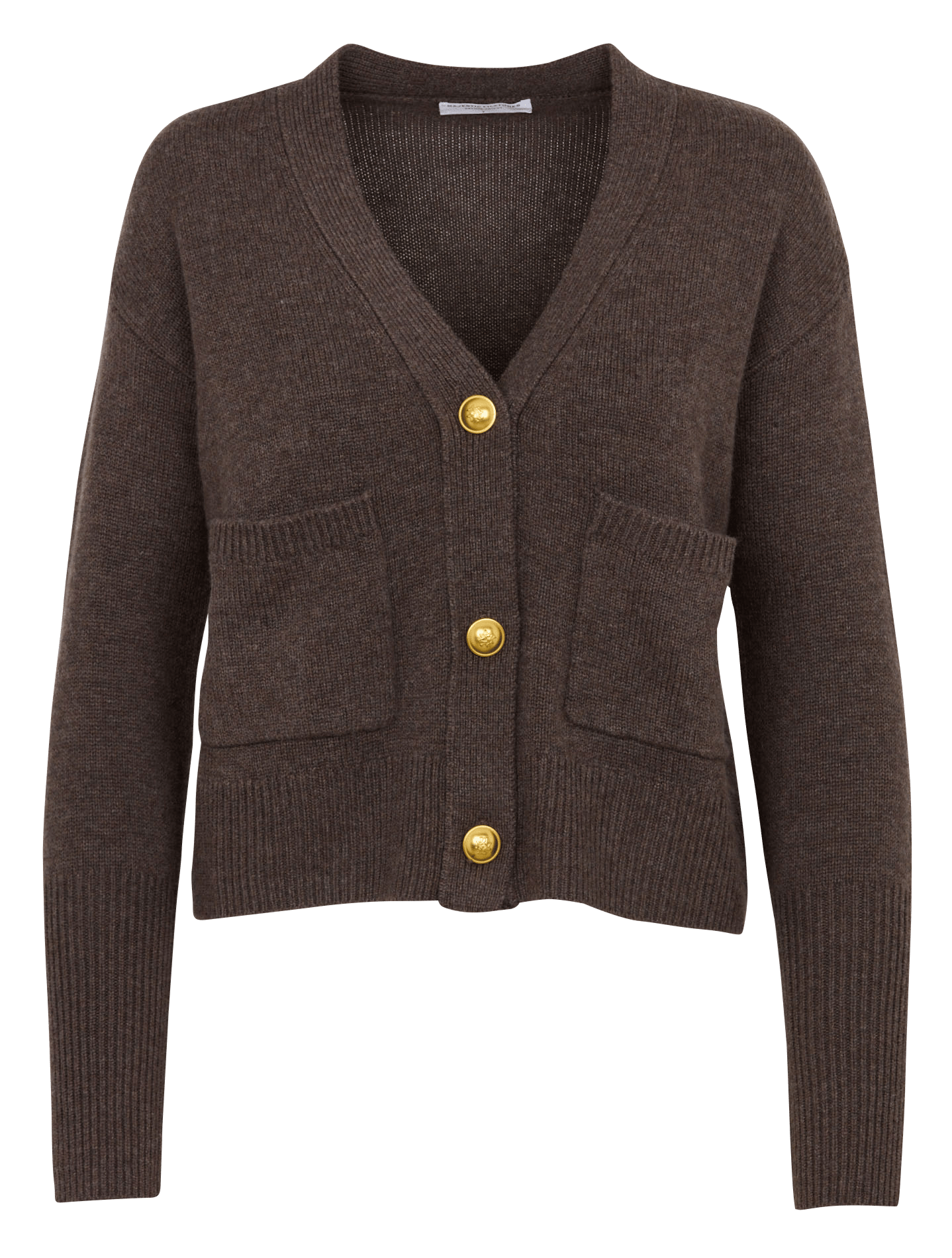 Cardigan droit en laine et cachemire MAJESTIC FILATURES Marron