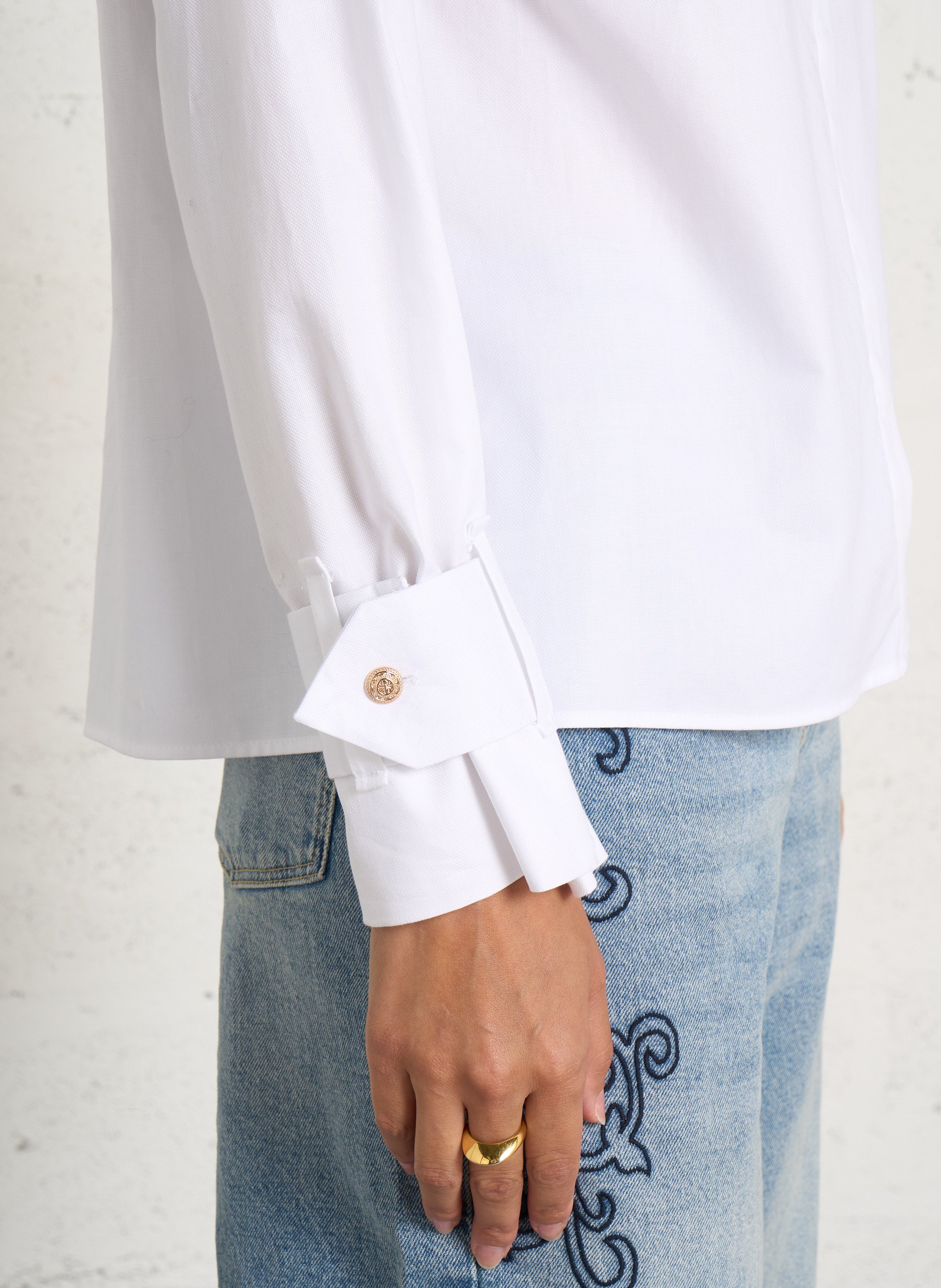 Chemise droite en coton MAISON 123 Blanc