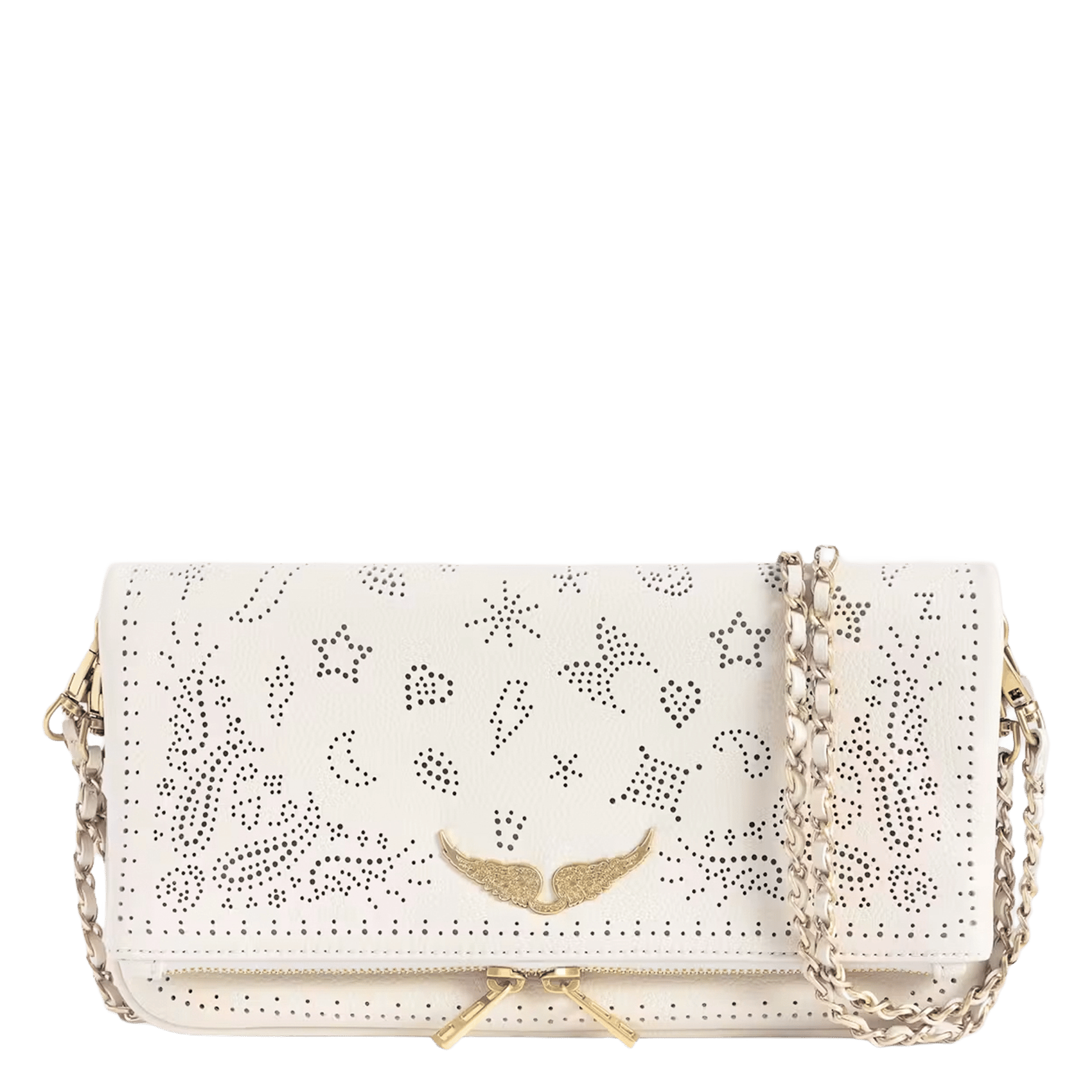 Sac bandoulière à strass en cuir ZADIG&VOLTAIRE Blanc