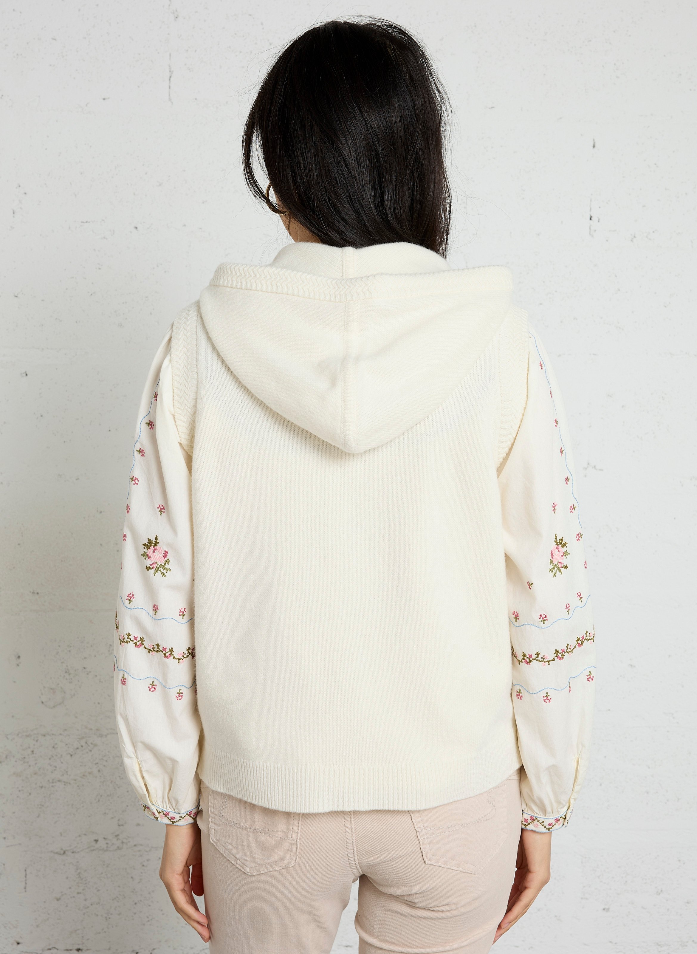 Sleeveless hooded wool cardigan SUD EXPRESS White