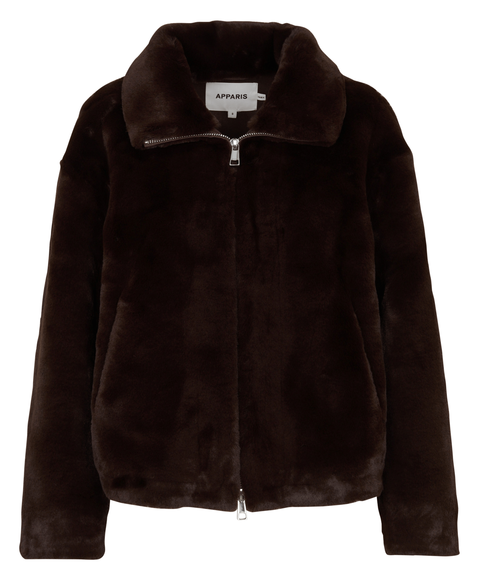 Straight high-neck faux fur coat APPARIS Brown