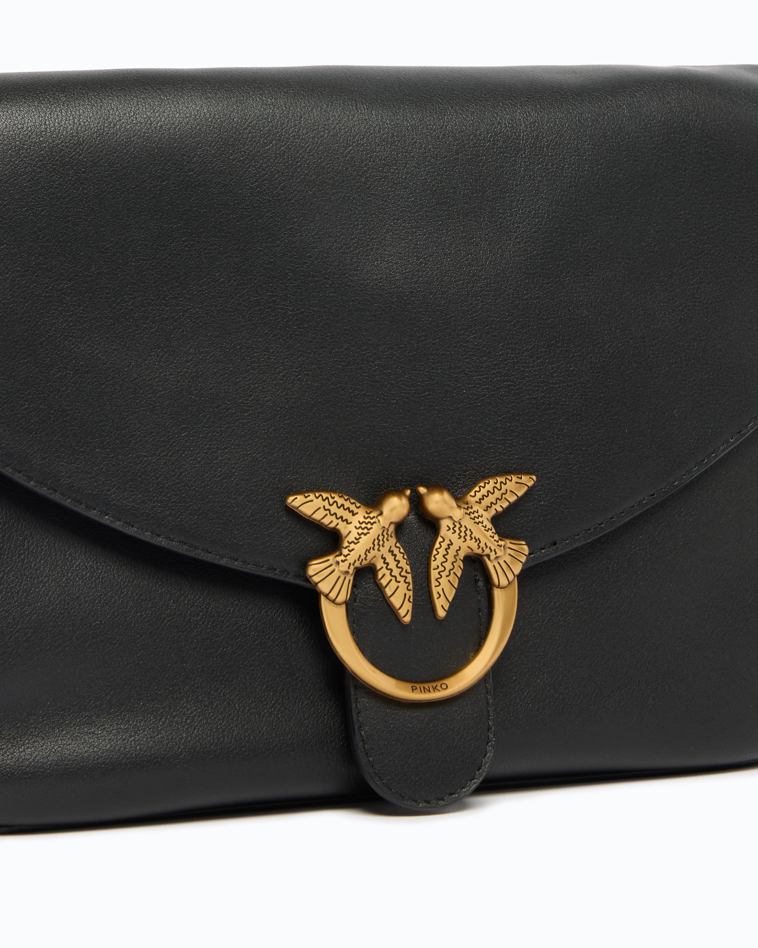 Sac moyen en cuir avec boucle love birds diamond cut PINKO Noir