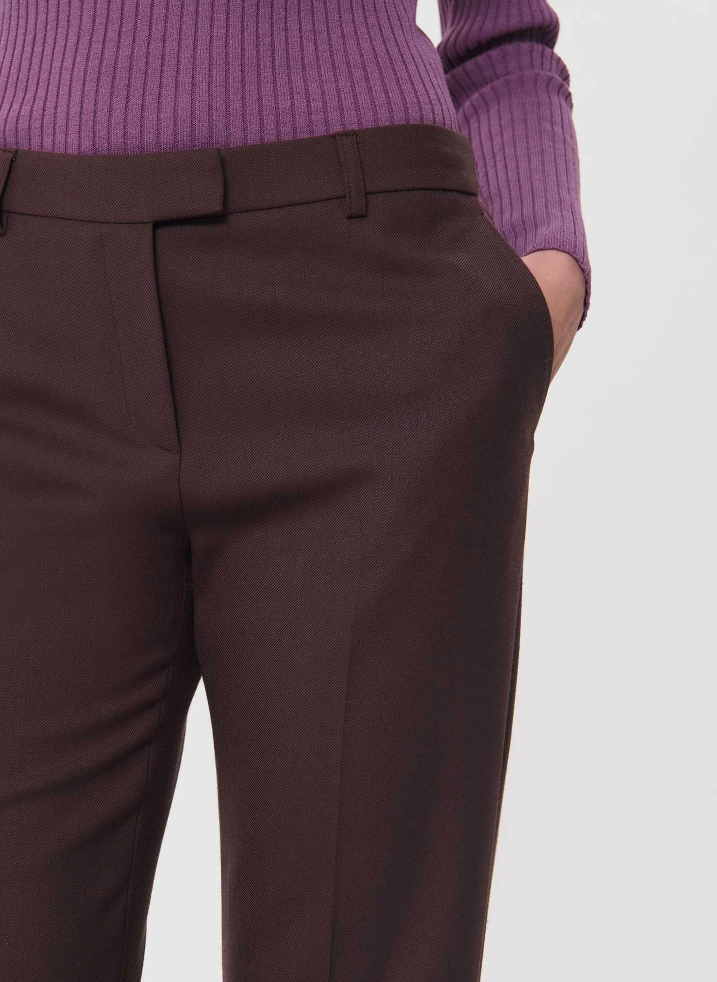 Effen broek met halfhoge taille | Bruin TARA JARMON Dames