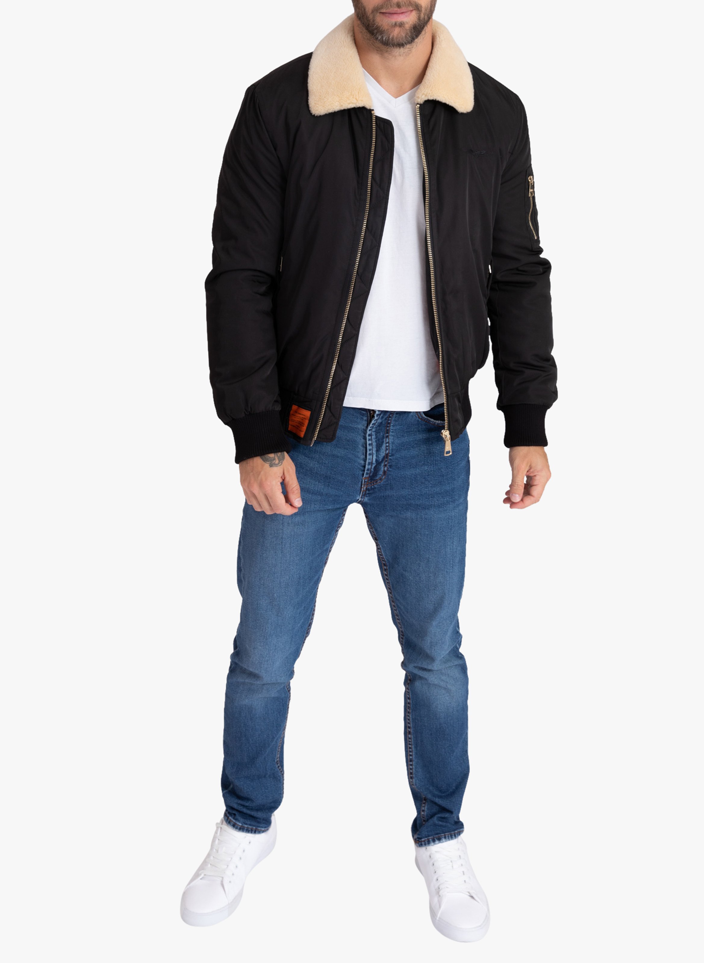 Blouson aviateur col classique BOMBERS ORIGINAL Noir