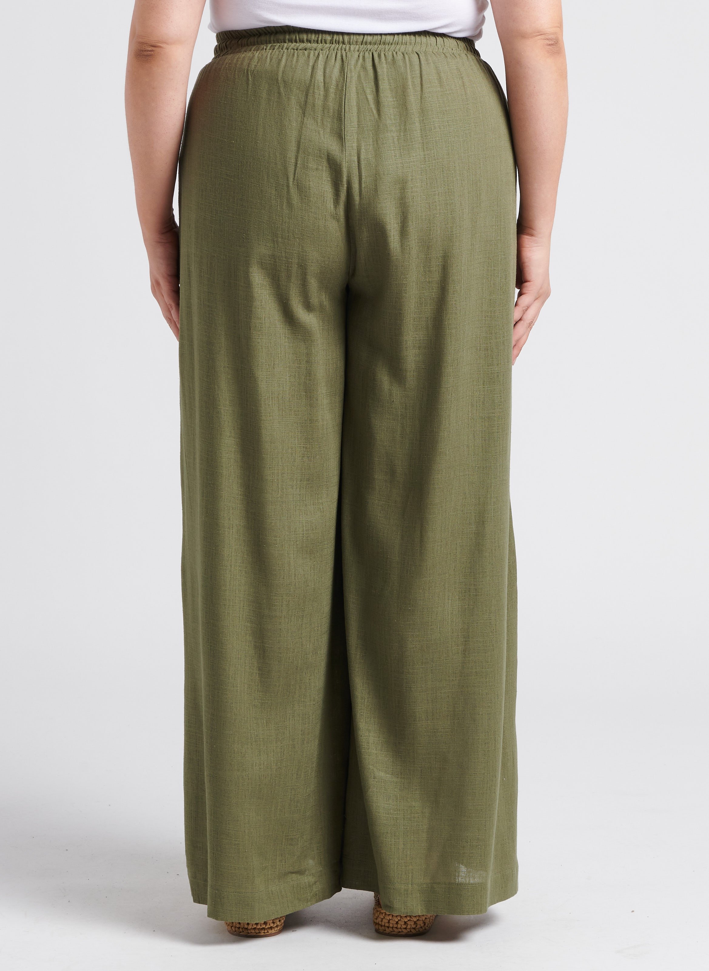 Wide-leg embroidered-effect pants MAT FASHION Khaki