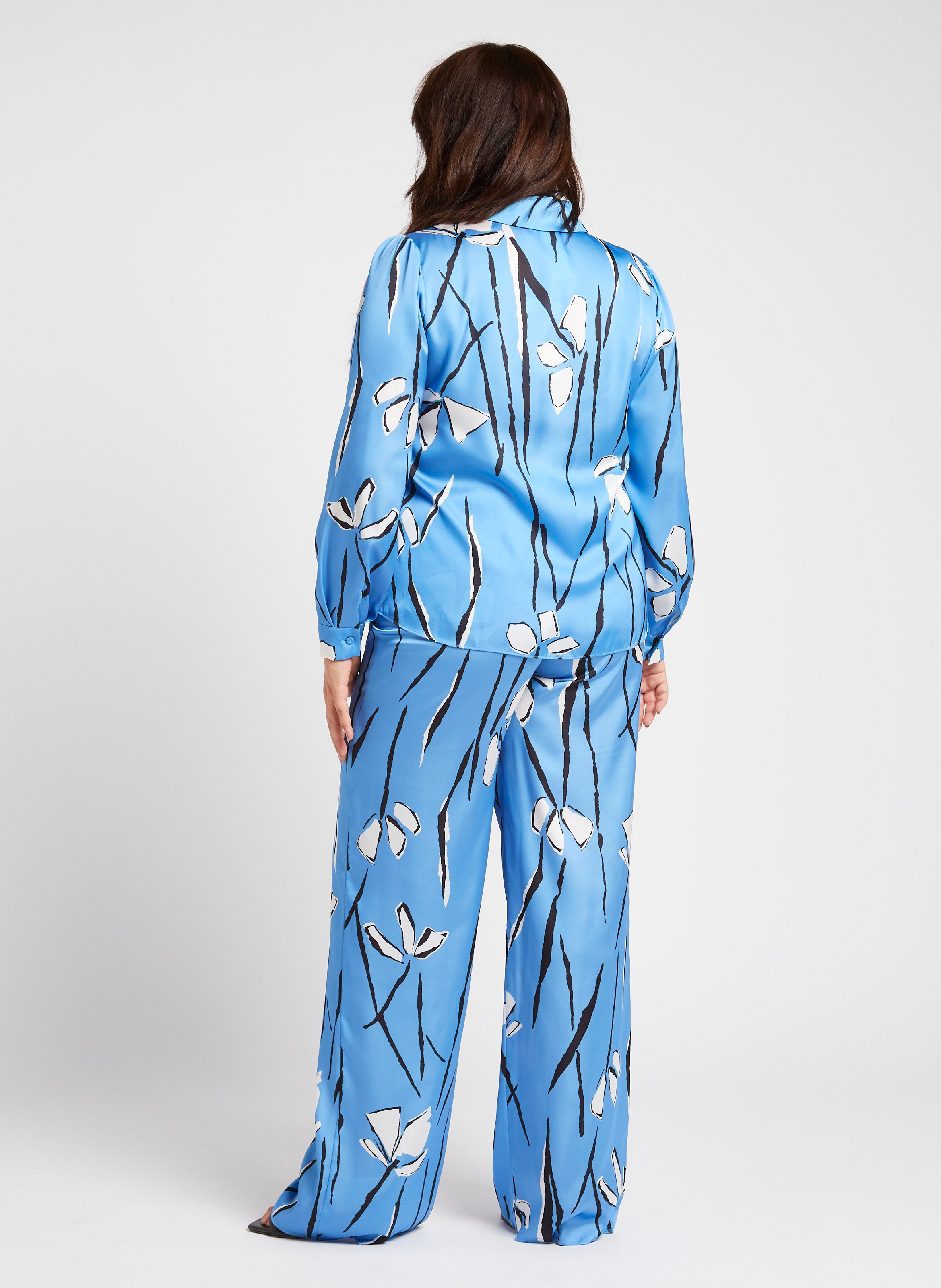 Pantalon large à imprimé satiné PERSONA by Marina Rinaldi Bleu