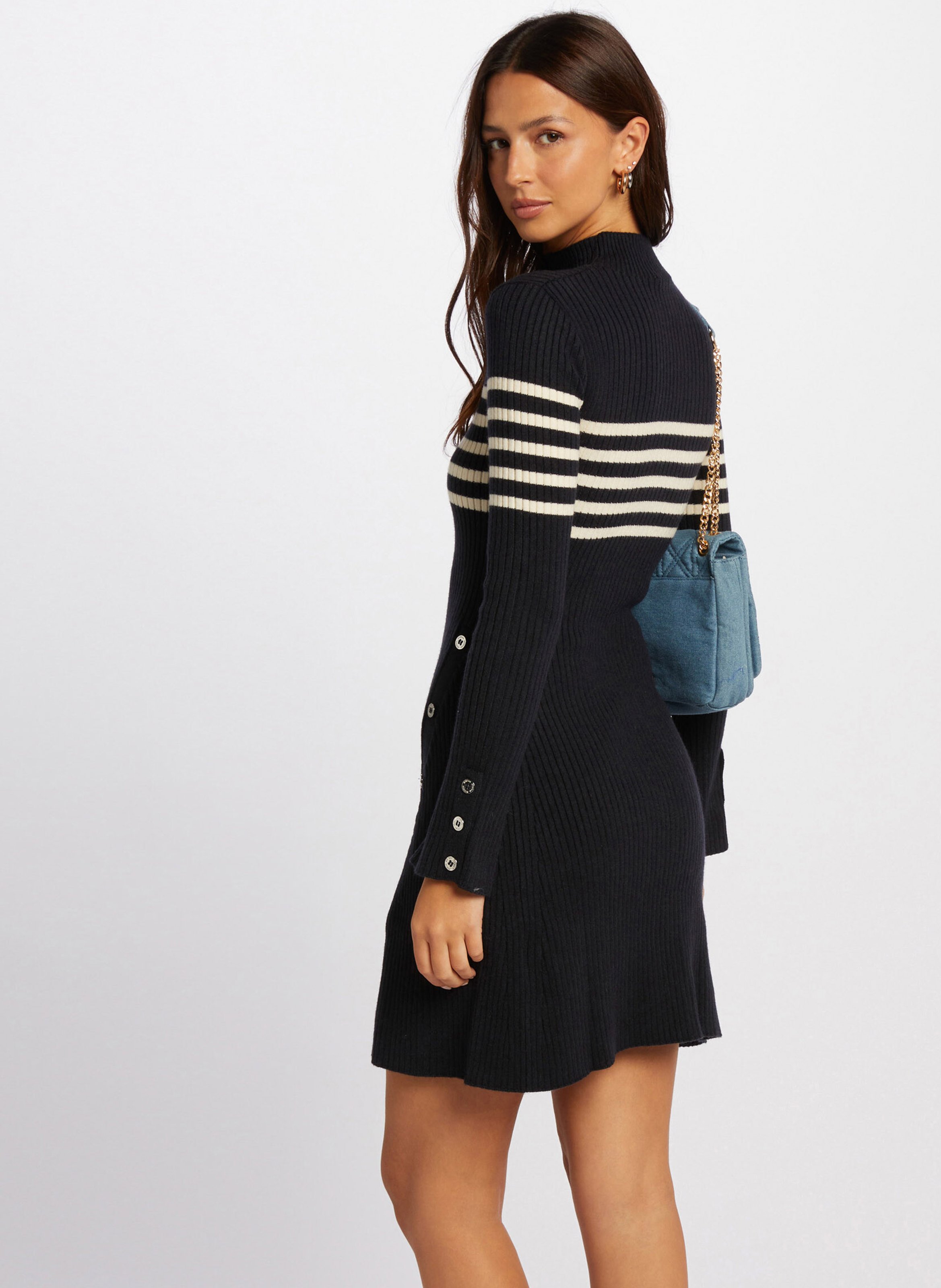 Korte jurk met opstaande kraag MORGAN Blauw