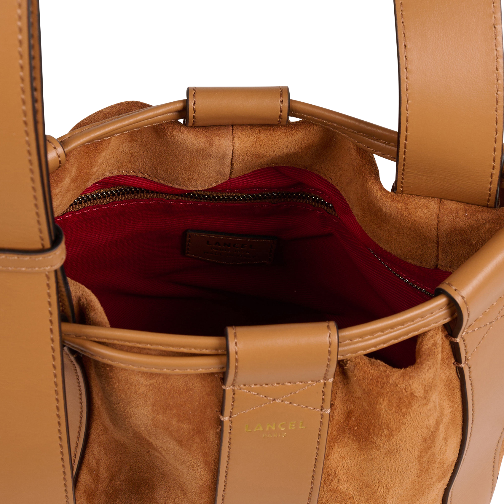 Sac seau taille S en cuir LANCEL Beige