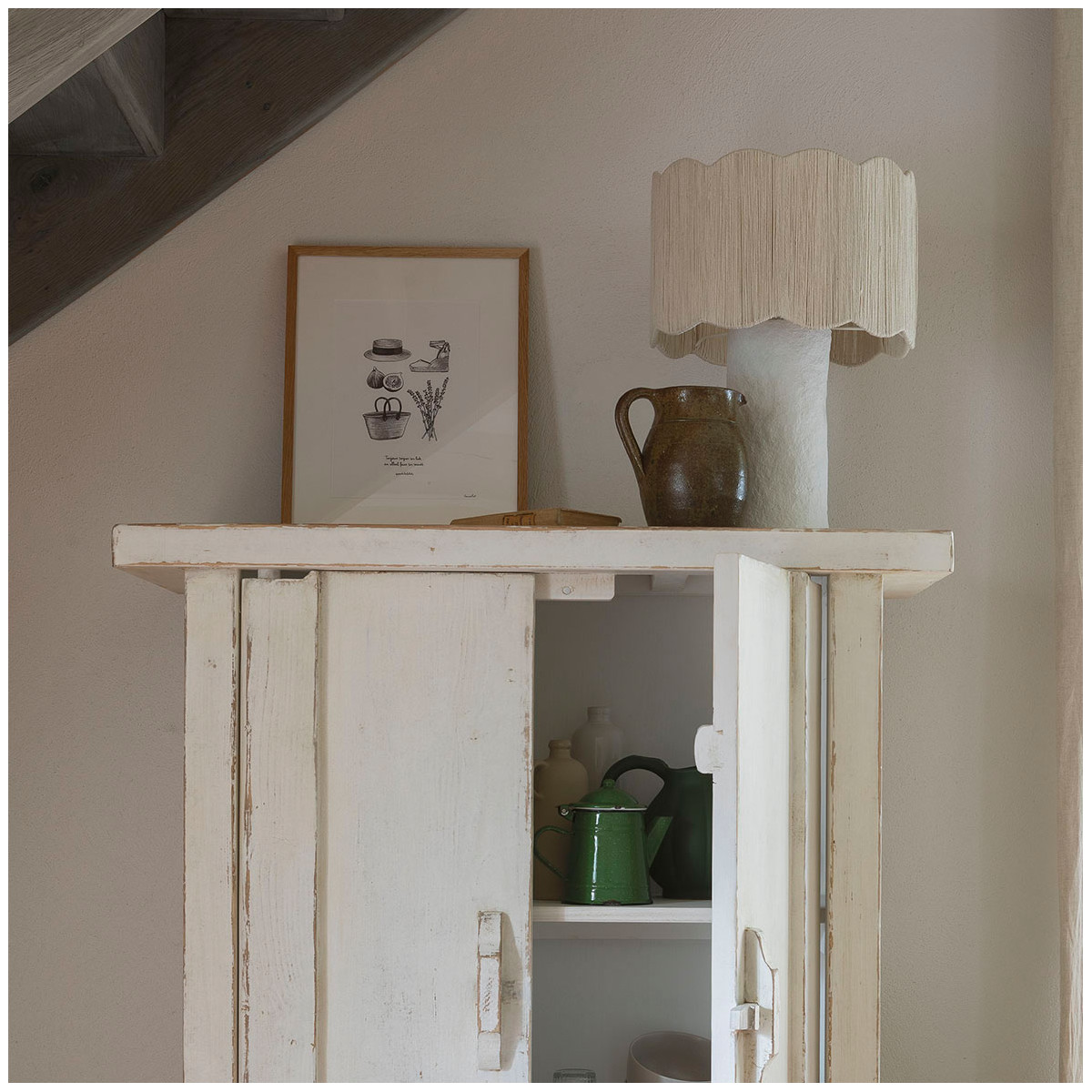 Leo paper mache lamp - jute lampshade - ø 32.5 x 46 cm BLANC D'IVOIRE White