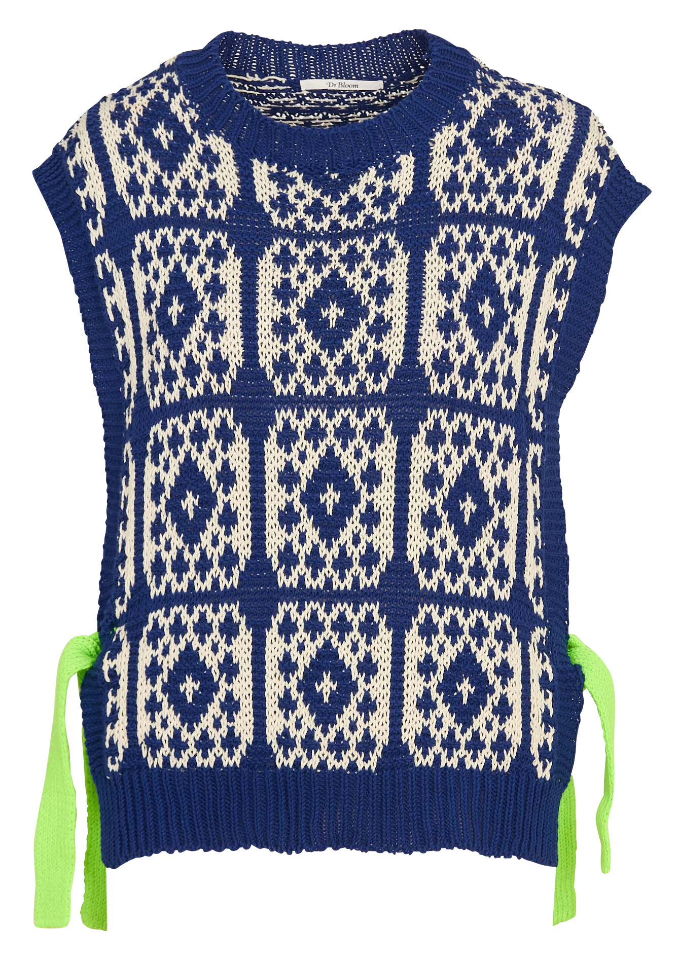Pull col rond en coton Bleu