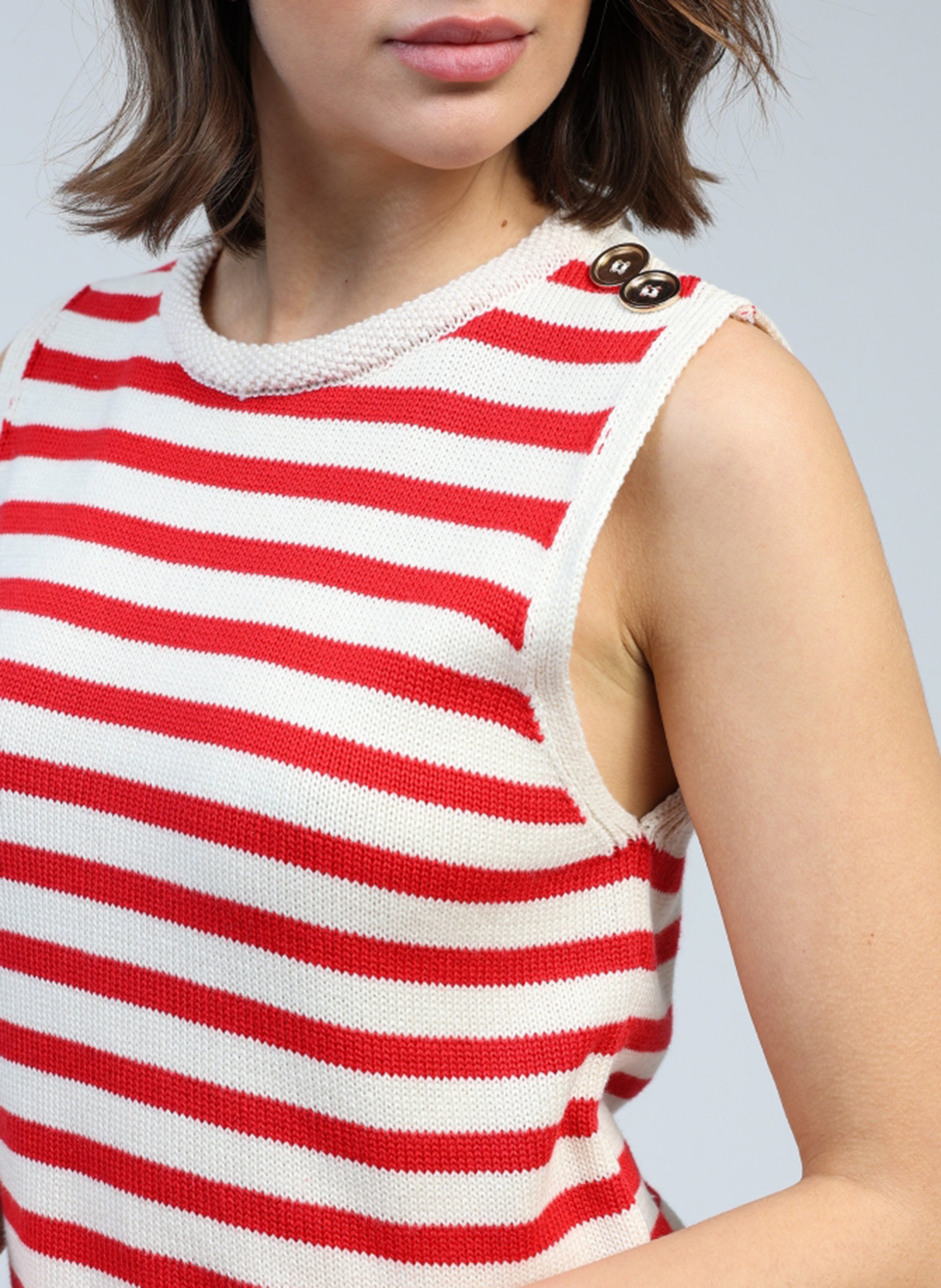 Striped straight tank top AN'GE Red