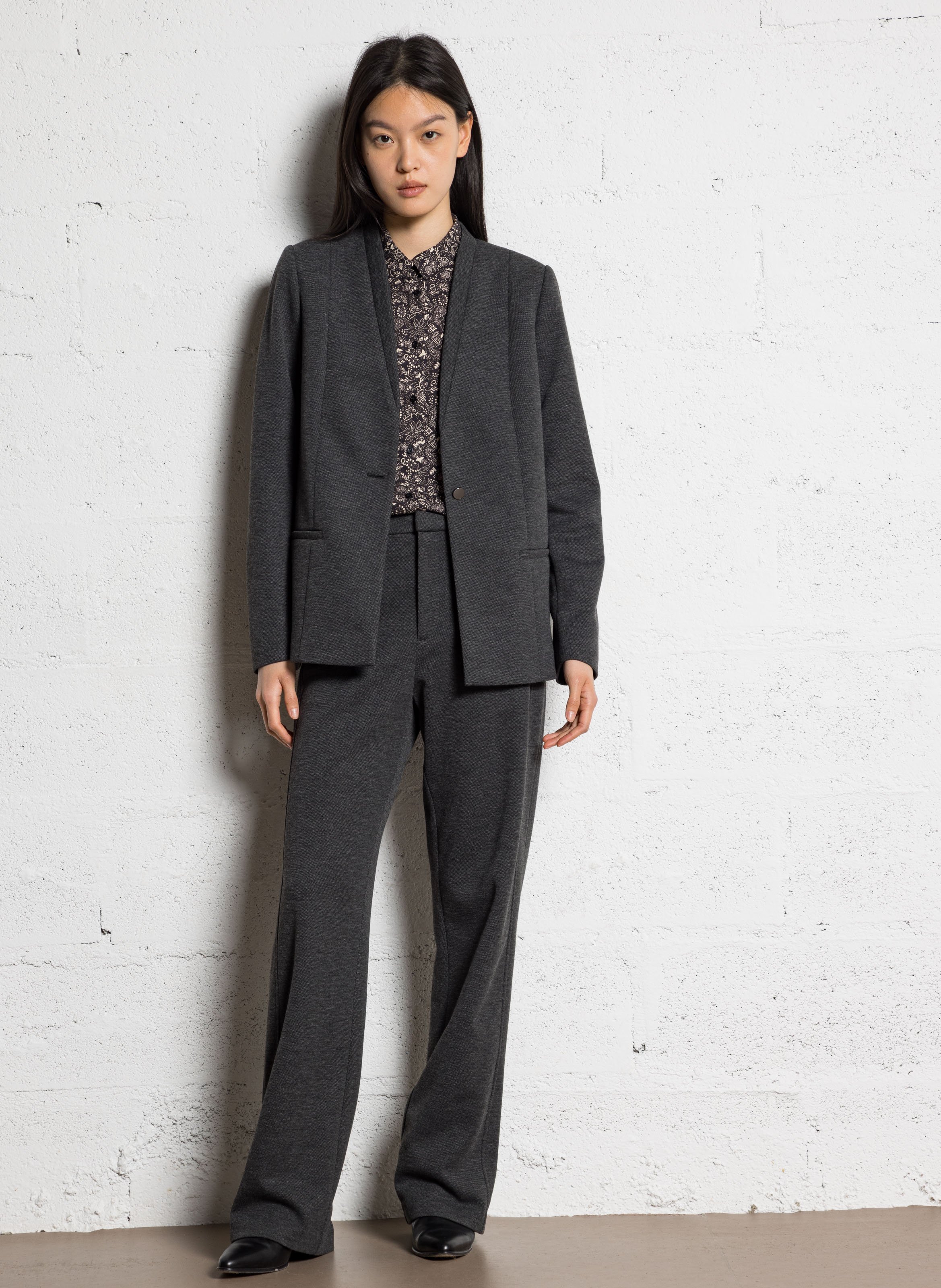 Tailored jacket in mottled knit I CODE Grey