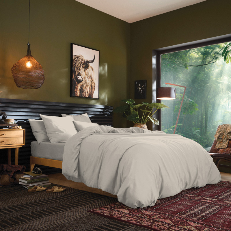 140 x 200 cm "premium" duvet cover for single bed COTON PUR Beige