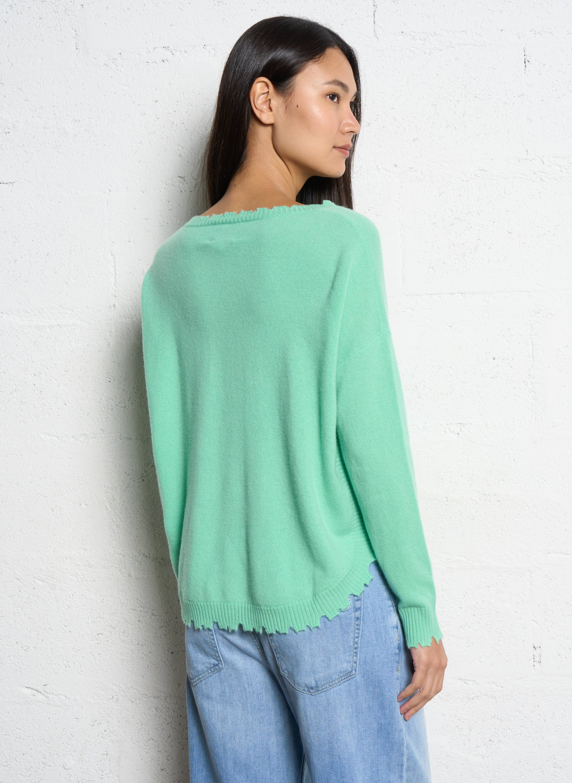 Pull oversize en cachemire maillé KUJTEN Vert