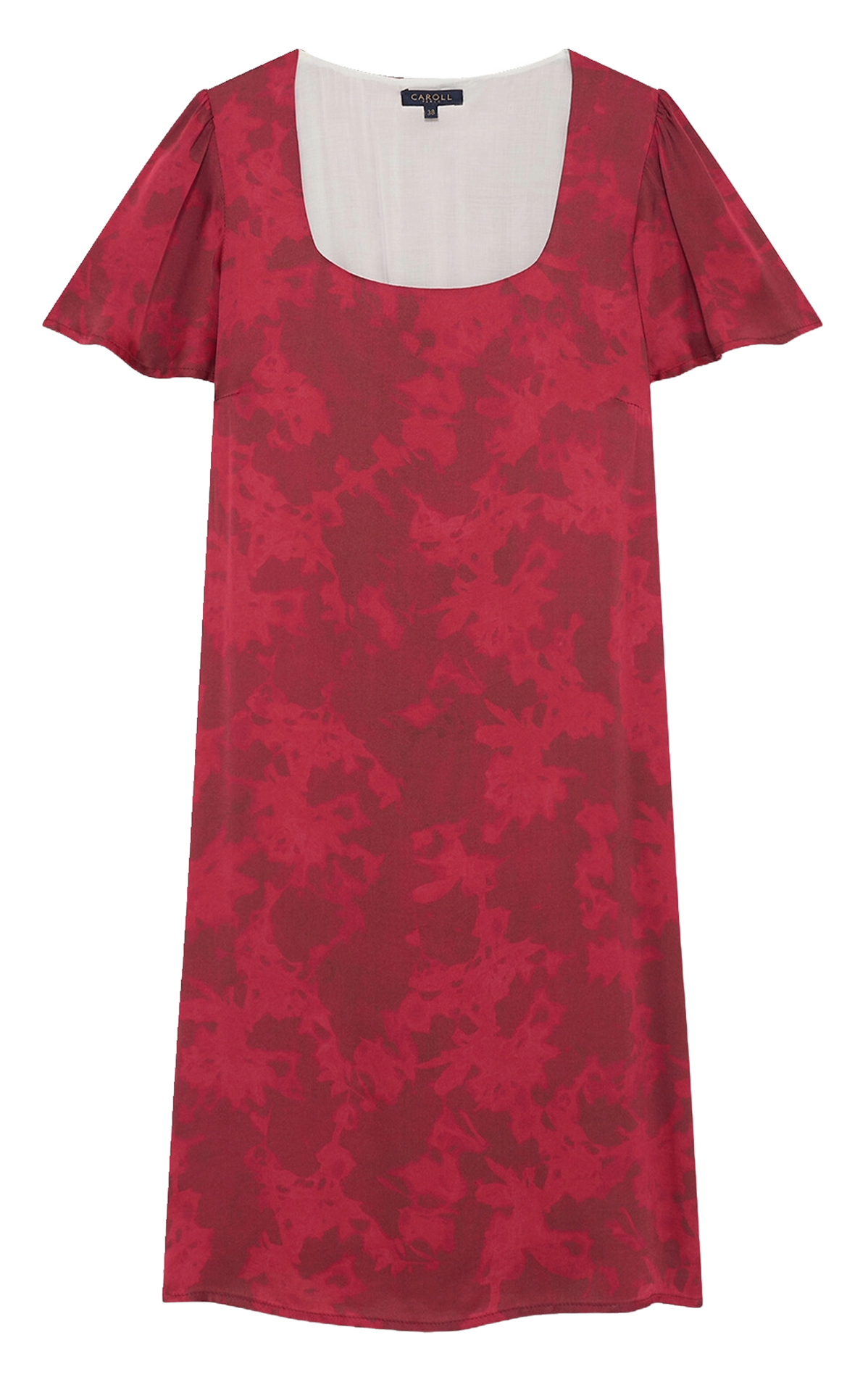 Printed square-neck midi dress CAROLL Pink