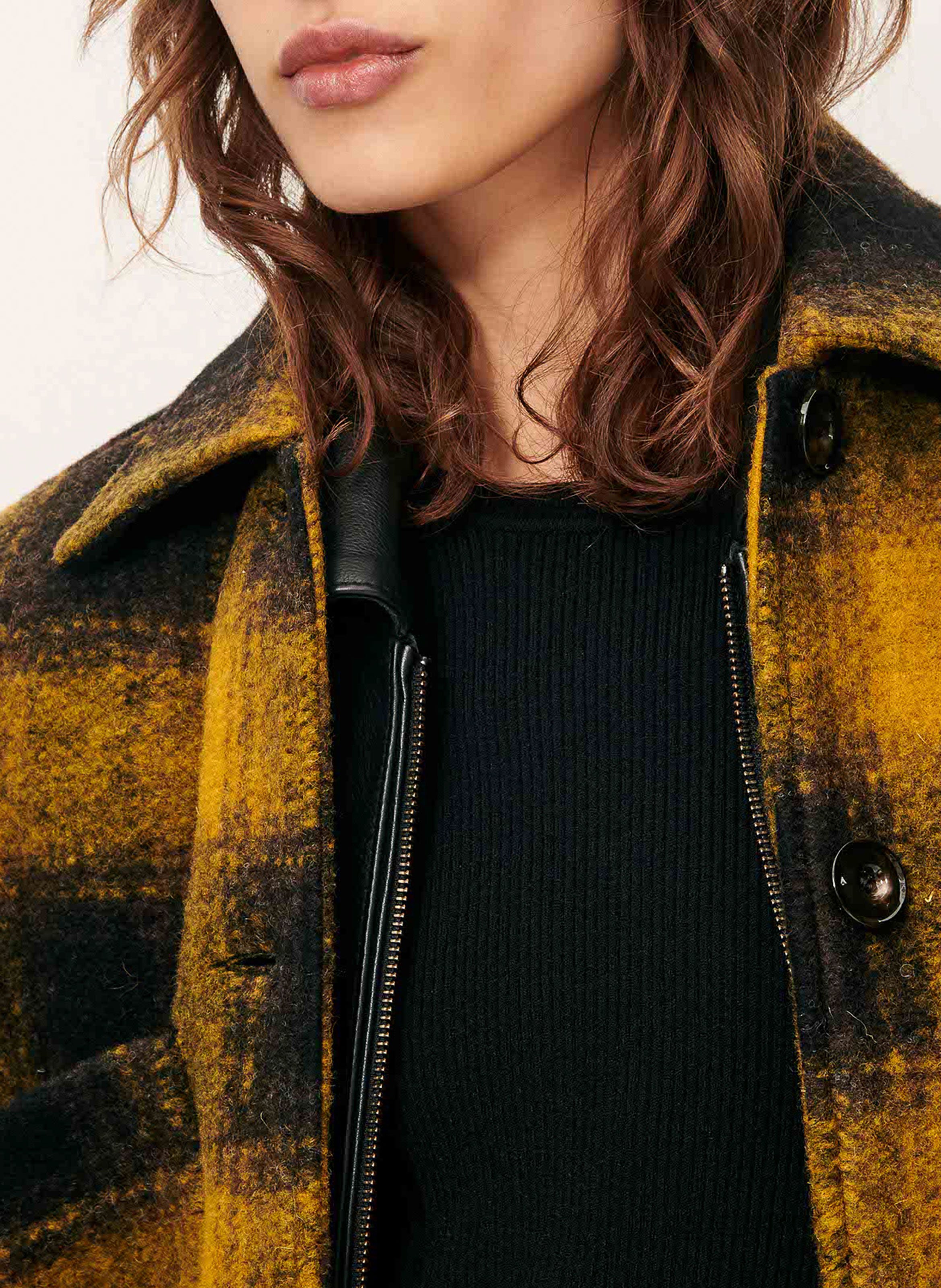 Checked wool-blend jacket SESSUN Khaki