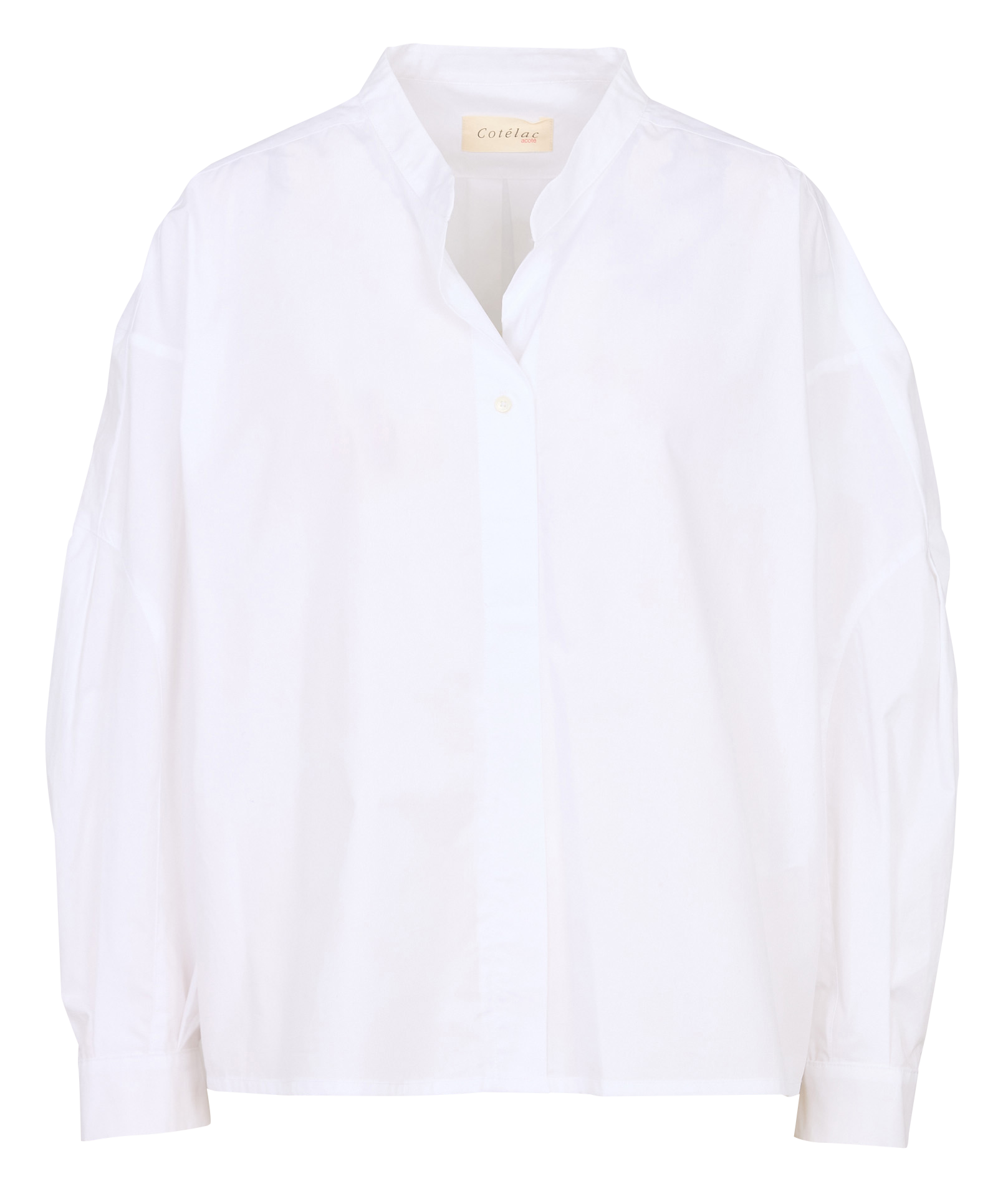 Blouse oversize col tunisien en coton bio ACOTE Blanc