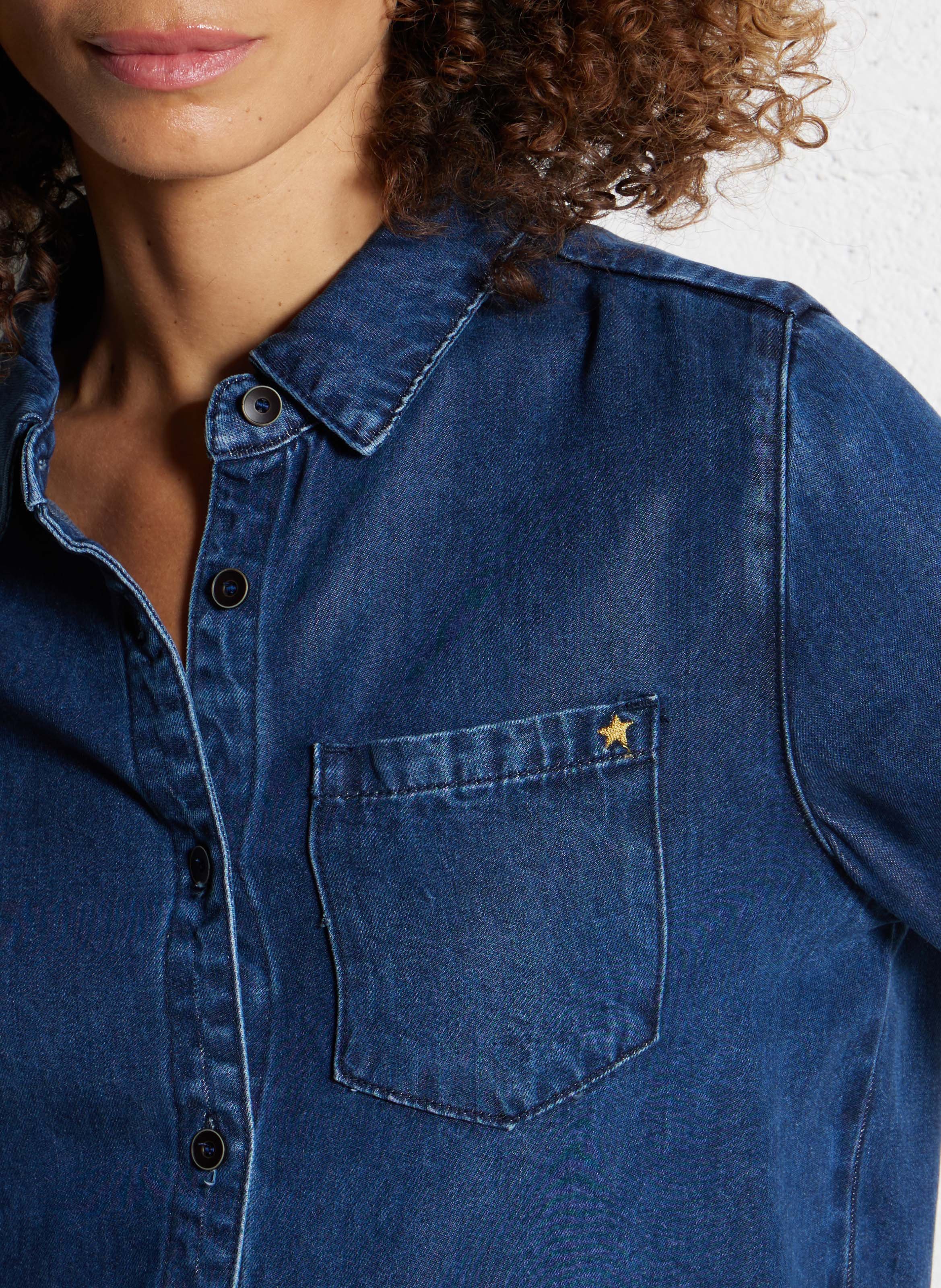 Chemise fluide droite en denim LA PETITE ETOILE Jean brut