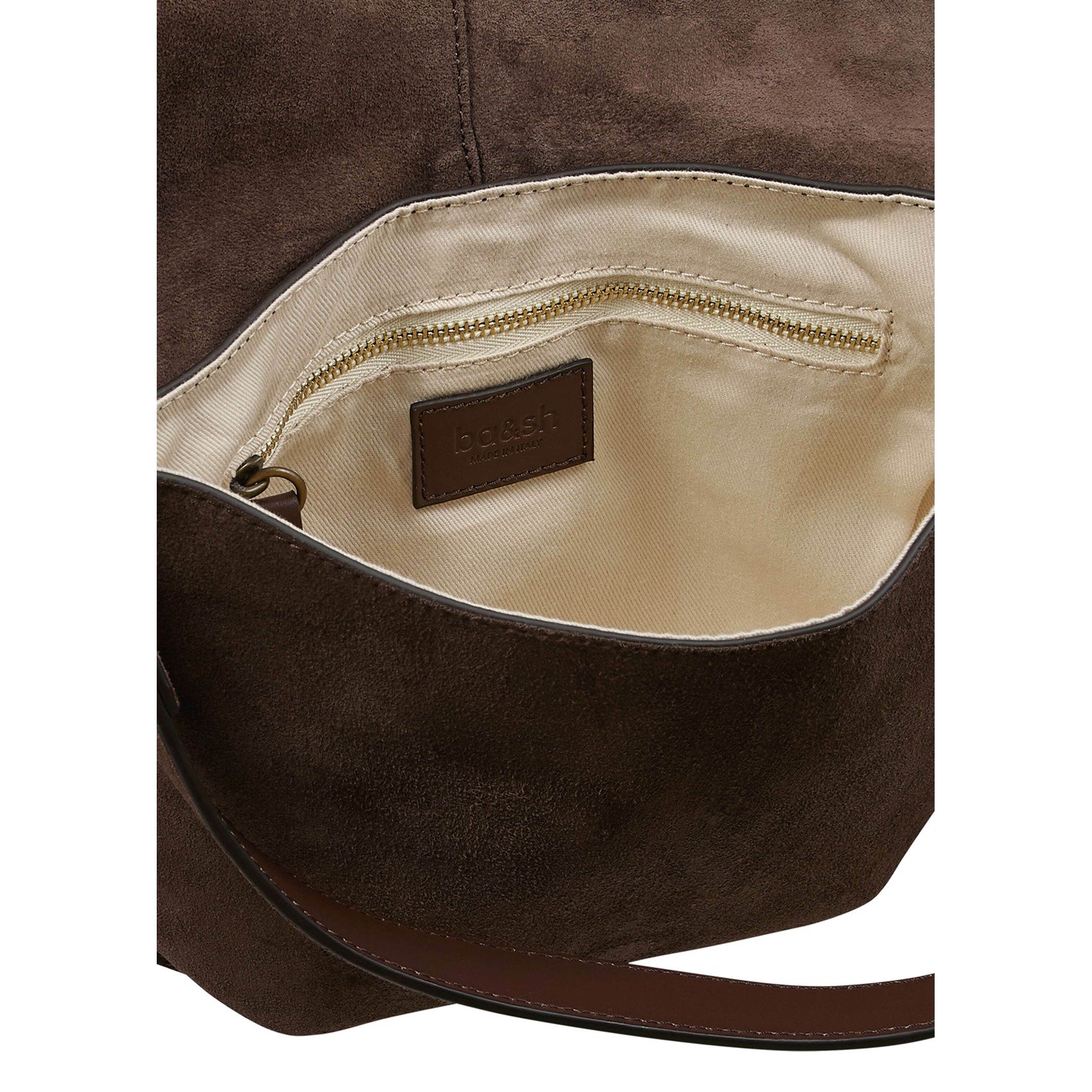 Sac bandoulière demi-lune en cuir BA&SH Marron