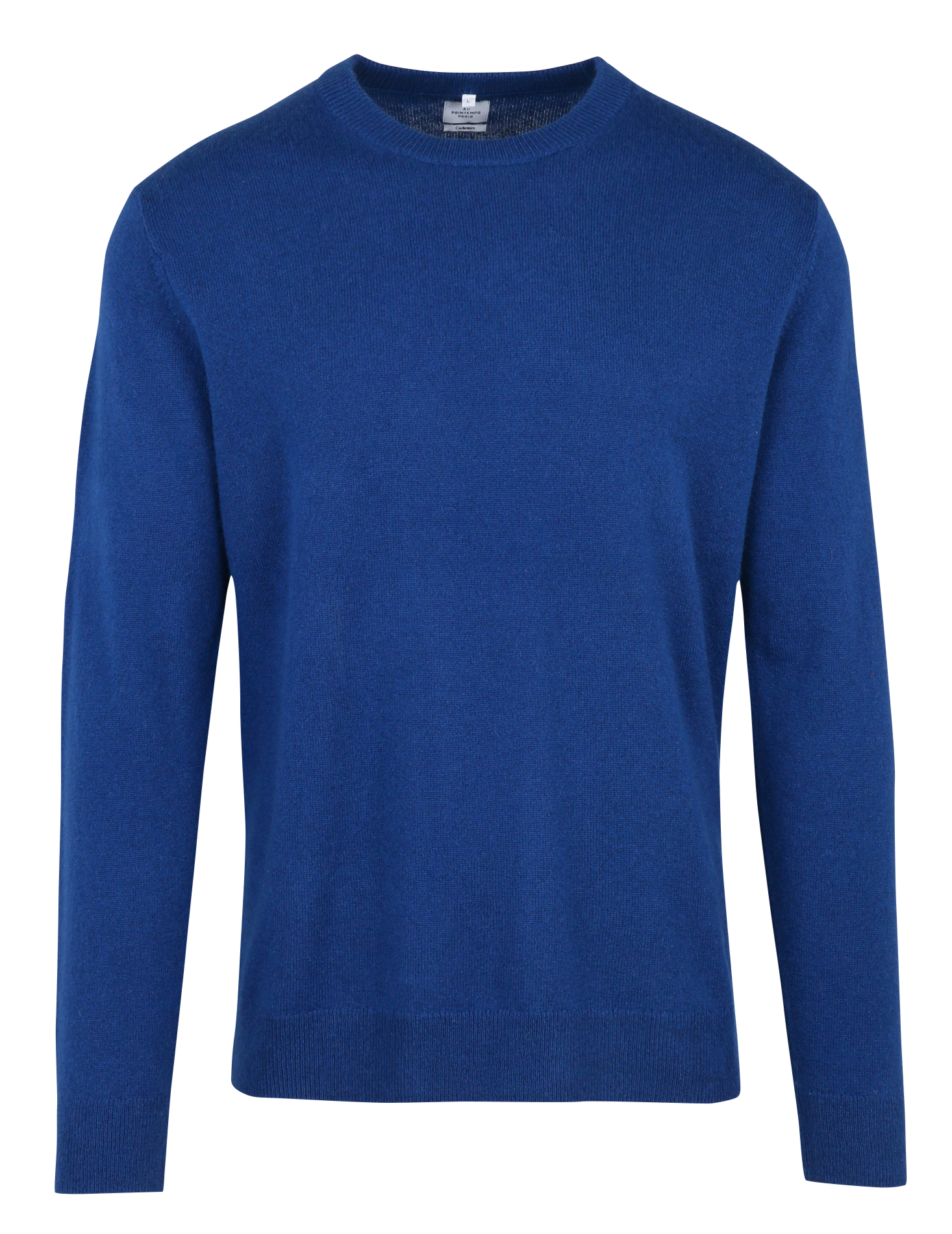 Straight cotton sweater with round neck AU PRINTEMPS PARIS Blue