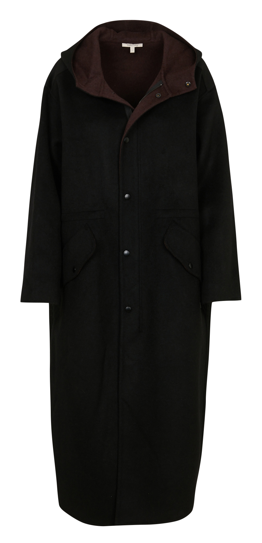  Manteau long à capuche en laine mélangée HUMILITY Noir