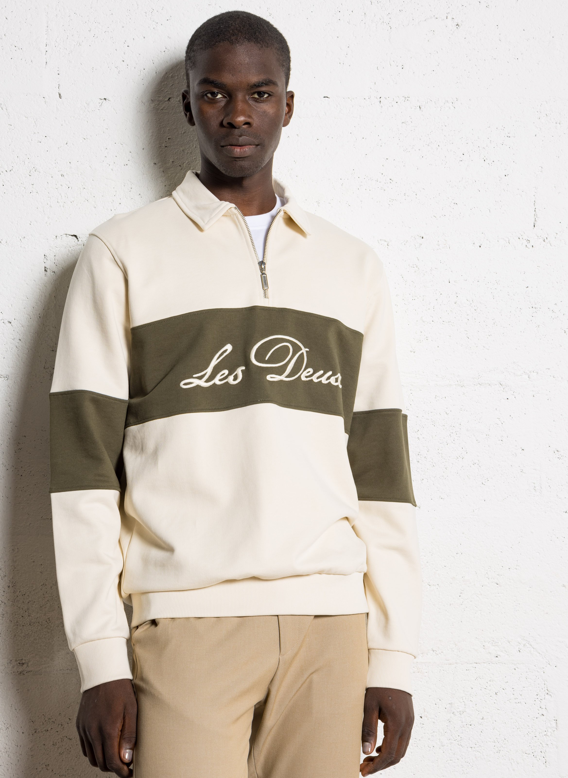 Sweat col classique en coton LES DEUX Beige