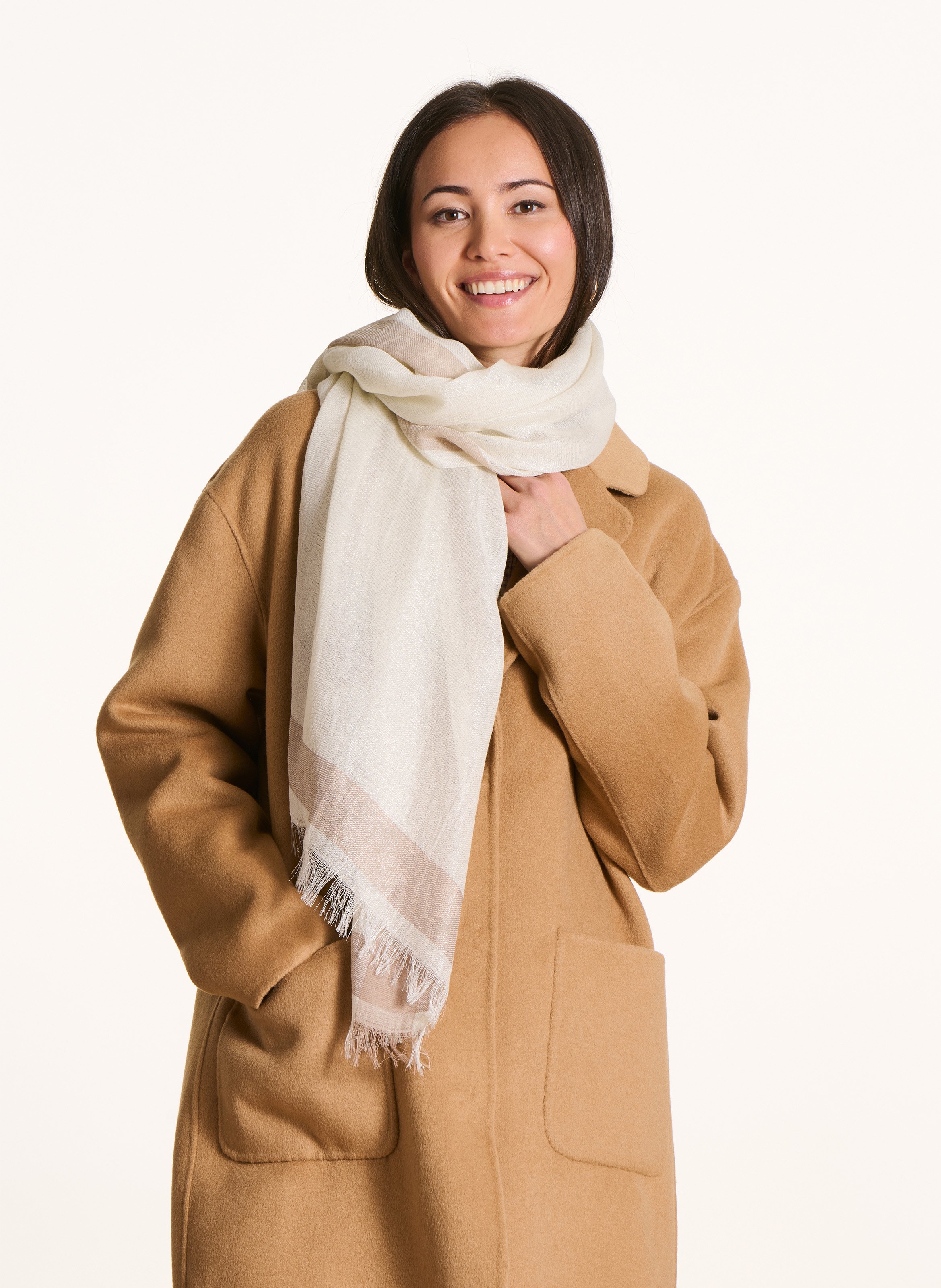 Foulard aus Wolle und Leinen LA FEE MARABOUTEE Weiss