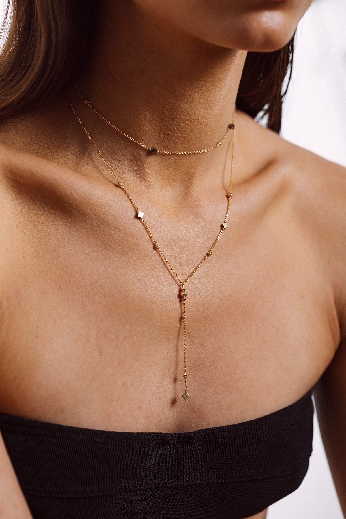 Rosary necklace Amaya - Pyrite clover YAY Golden