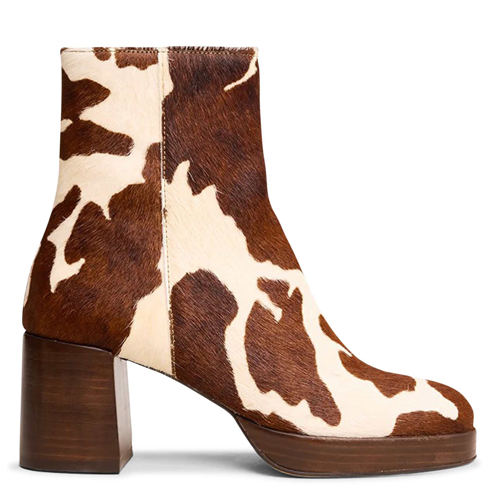 Enkellaarsjes met hak van ponyhuid JONAK Bruin