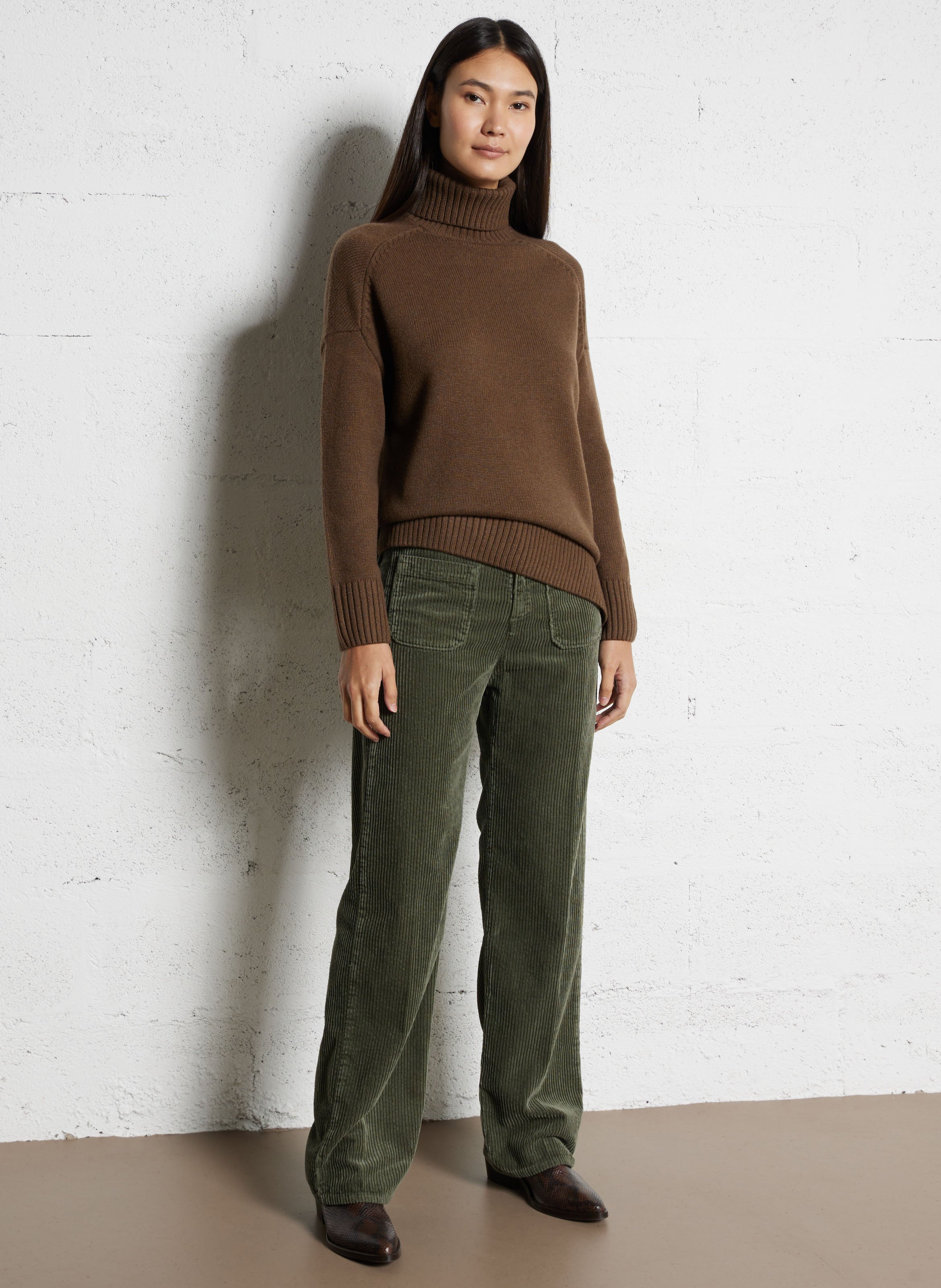 Flared broek van corduroy ACQUAVERDE Kaki